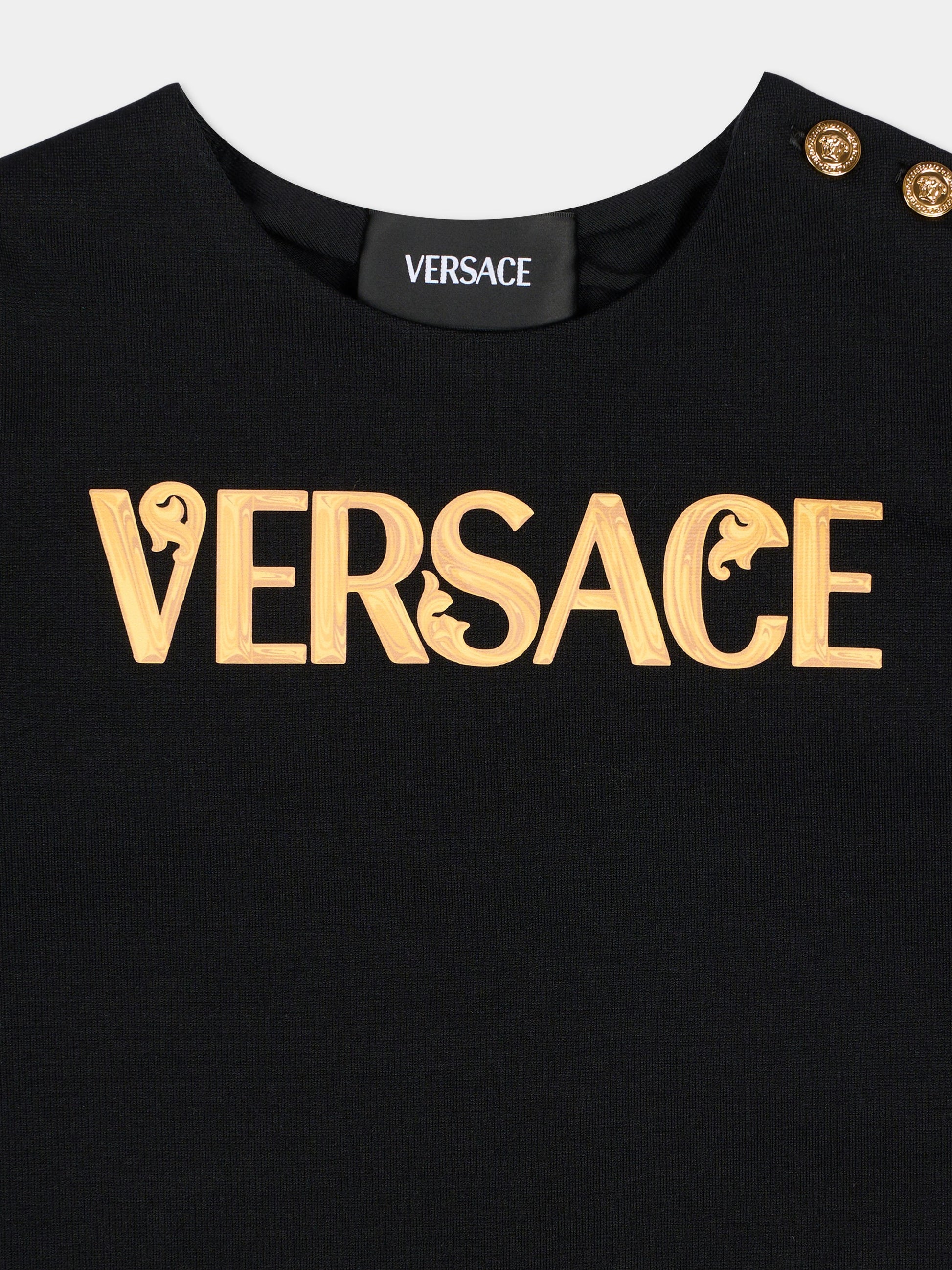 Vestito nero per neonata con logo,Versace,1023135 1A17130 2B130