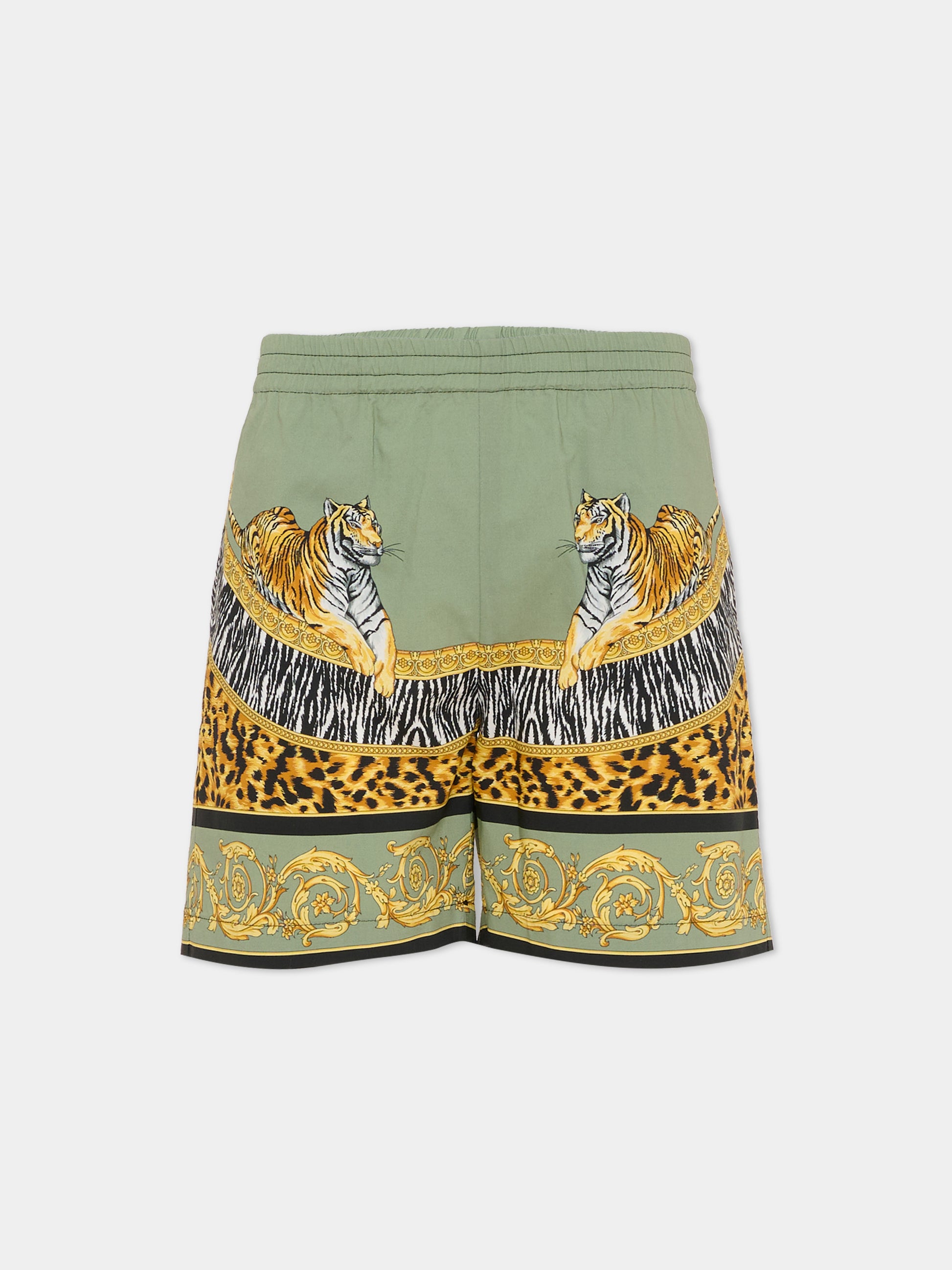 Shorts verdi per bambino con tigre,Versace,1019532 1A17054 5GC40