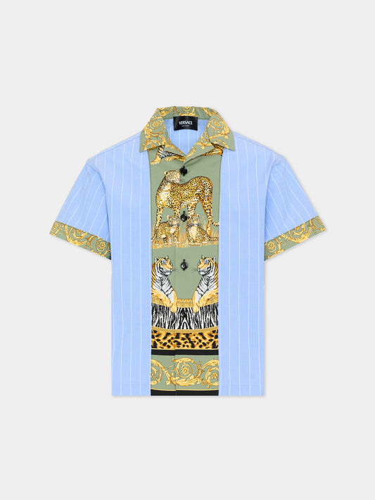 Camicia multicolor per bambino con stampa animalier,Versace,1022090 1A16919 6V870