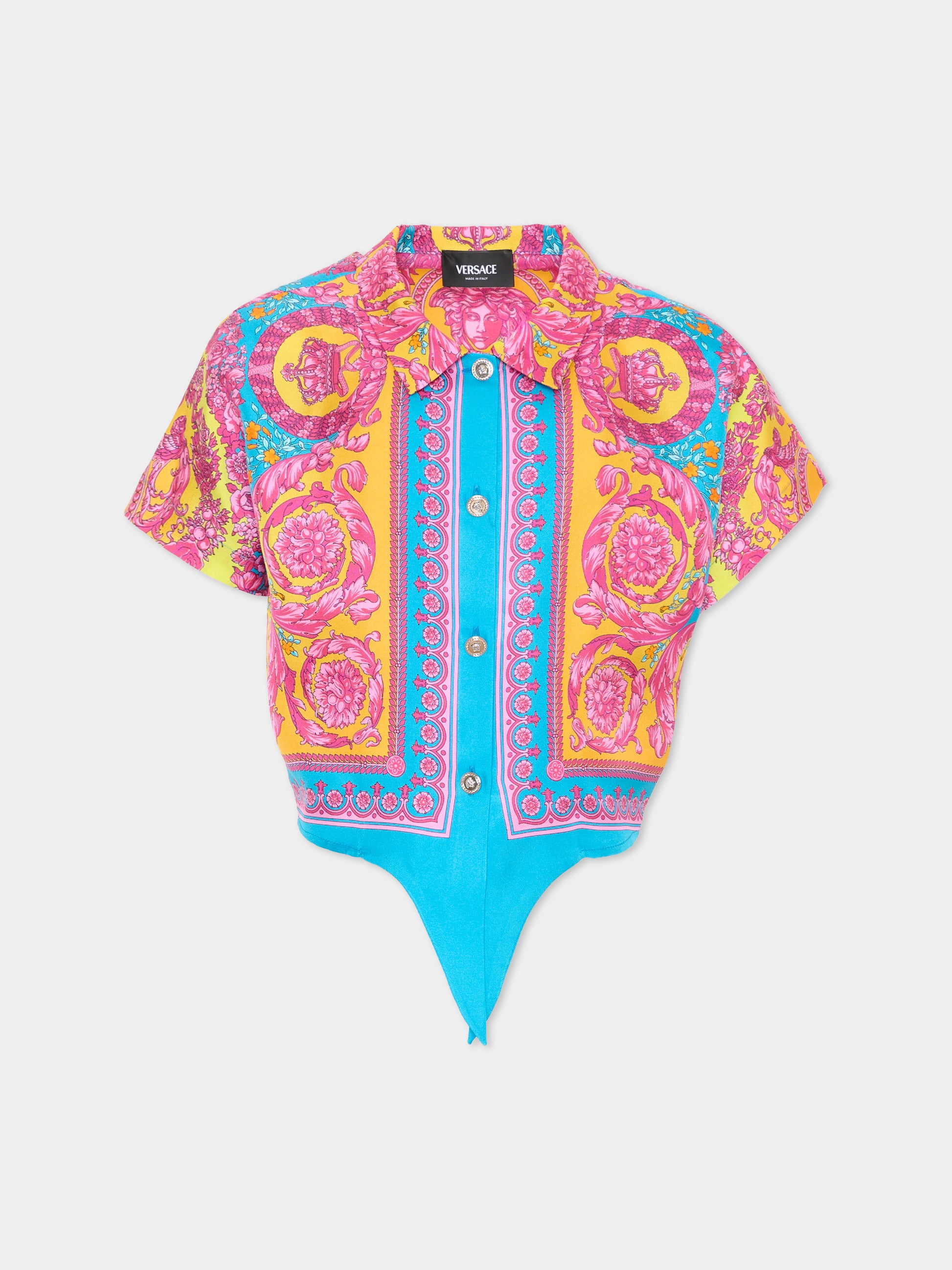 Camicia multicolor per bambina con stampa barocca,Versace,1019958 1A16902 5PF70