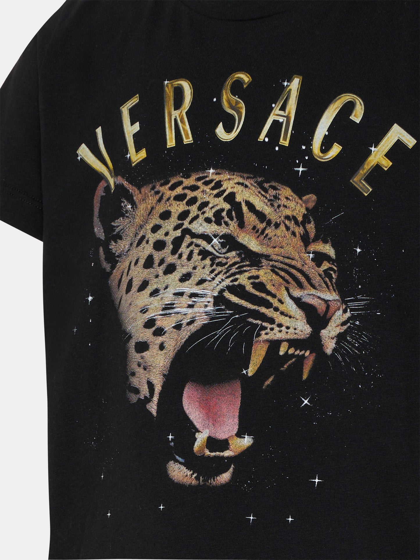 T-shirt nera per bambini con tigre,Versace,1018342 1A16954 2B070