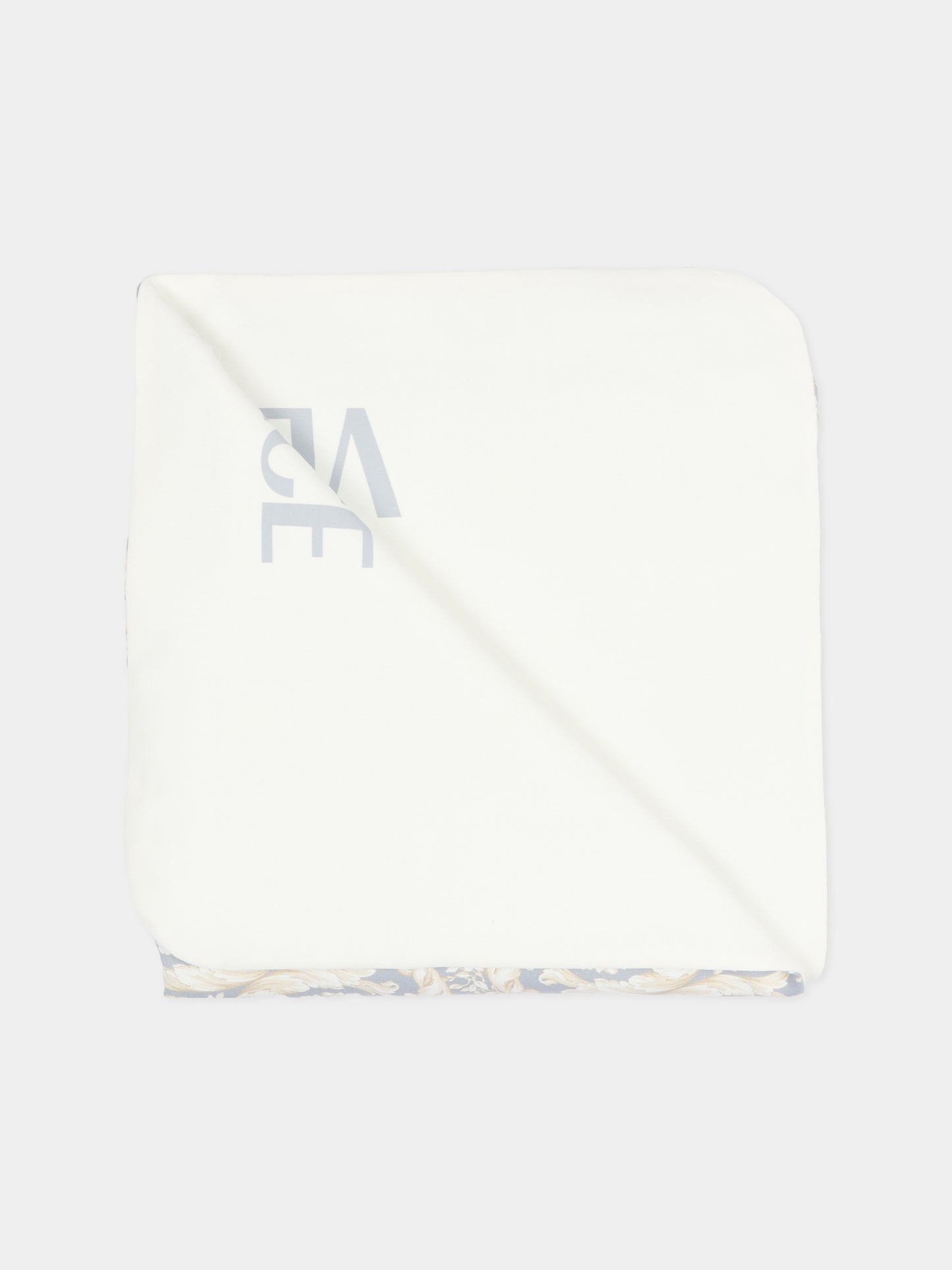Coperta bianca per neonati con stampa Barocco,Versace,1017939 1A16894 2EO90