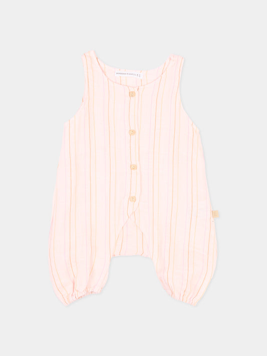 Pagliaccetto rosa a righe per neonata,Bamboom,1124TE00070 STRIPE PINK