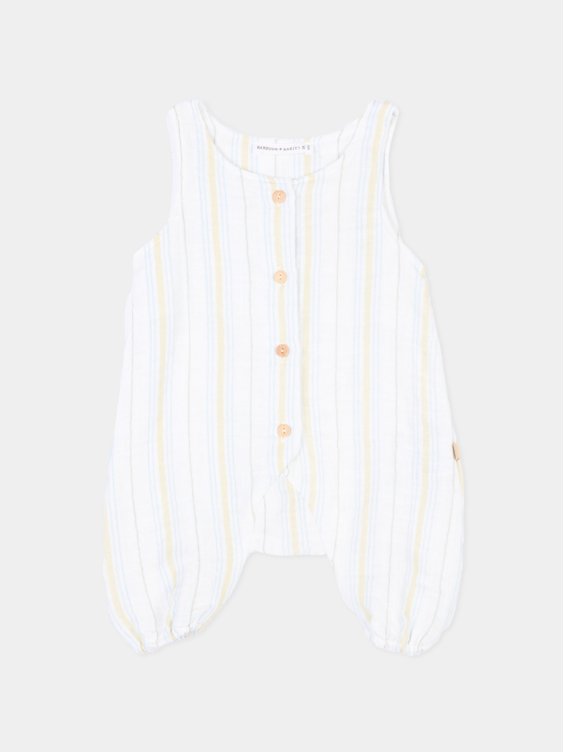 Pagliaccetto bianco a righe per neonato,Bamboom,1124TE00070 STRIPE WHITE/BLU