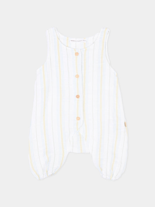 Pagliaccetto bianco a righe per neonato,Bamboom,1124TE00070 STRIPE WHITE/BLU