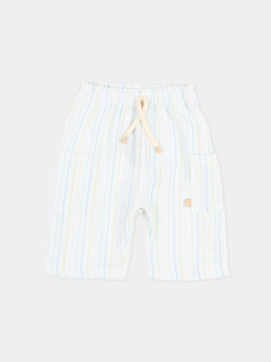 Shorts azzurri per neonato a righe,Bamboom,1166TE00070 STRIPE ACQUA