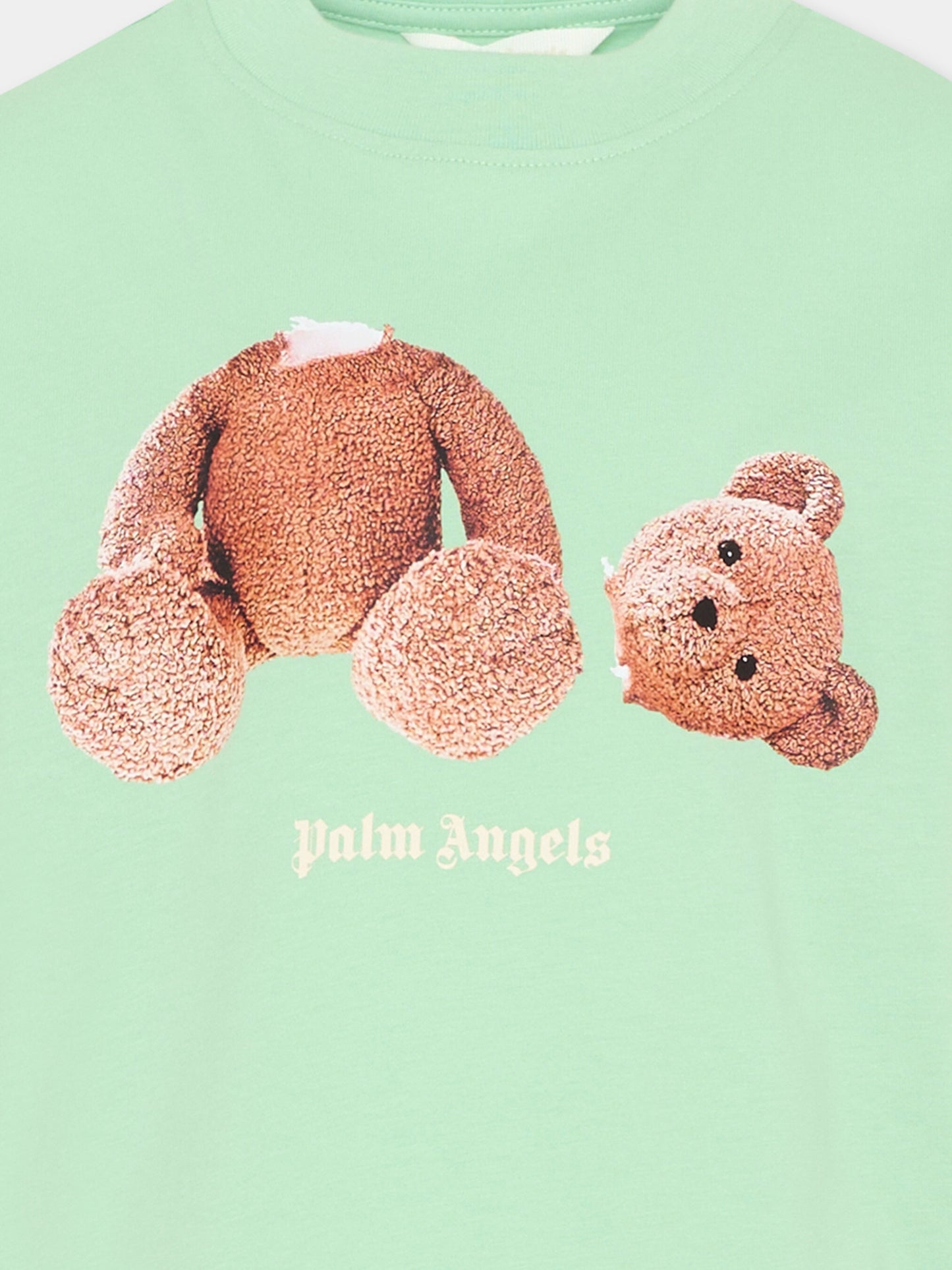 T-Shirt verde per bambini con teddy bear,Palm Angels,PBAA003S26JER001 080