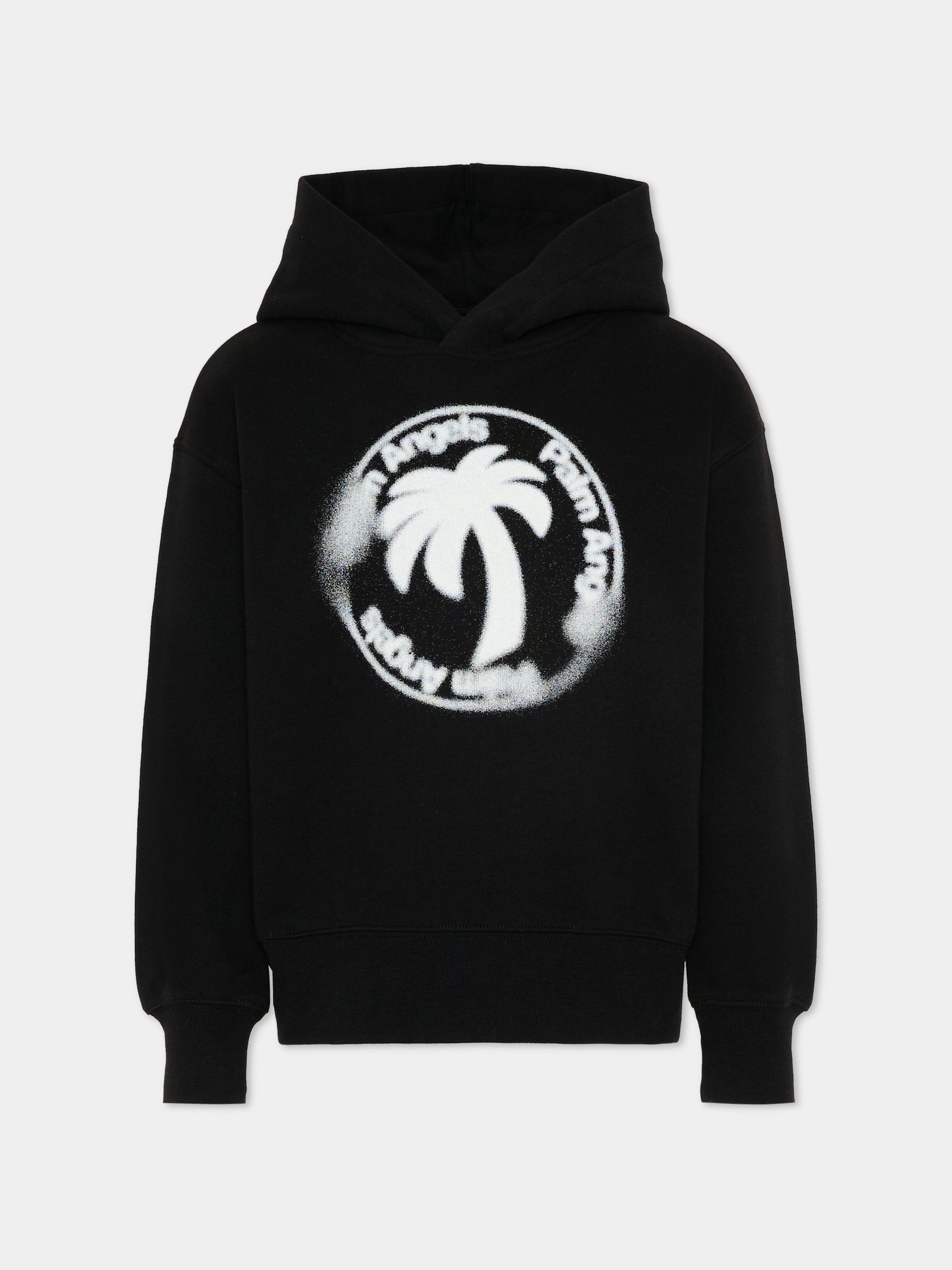 Felpa nera Palm Angels per bambino logo spray,Palm Angels,PBBB012S26FLE002 110