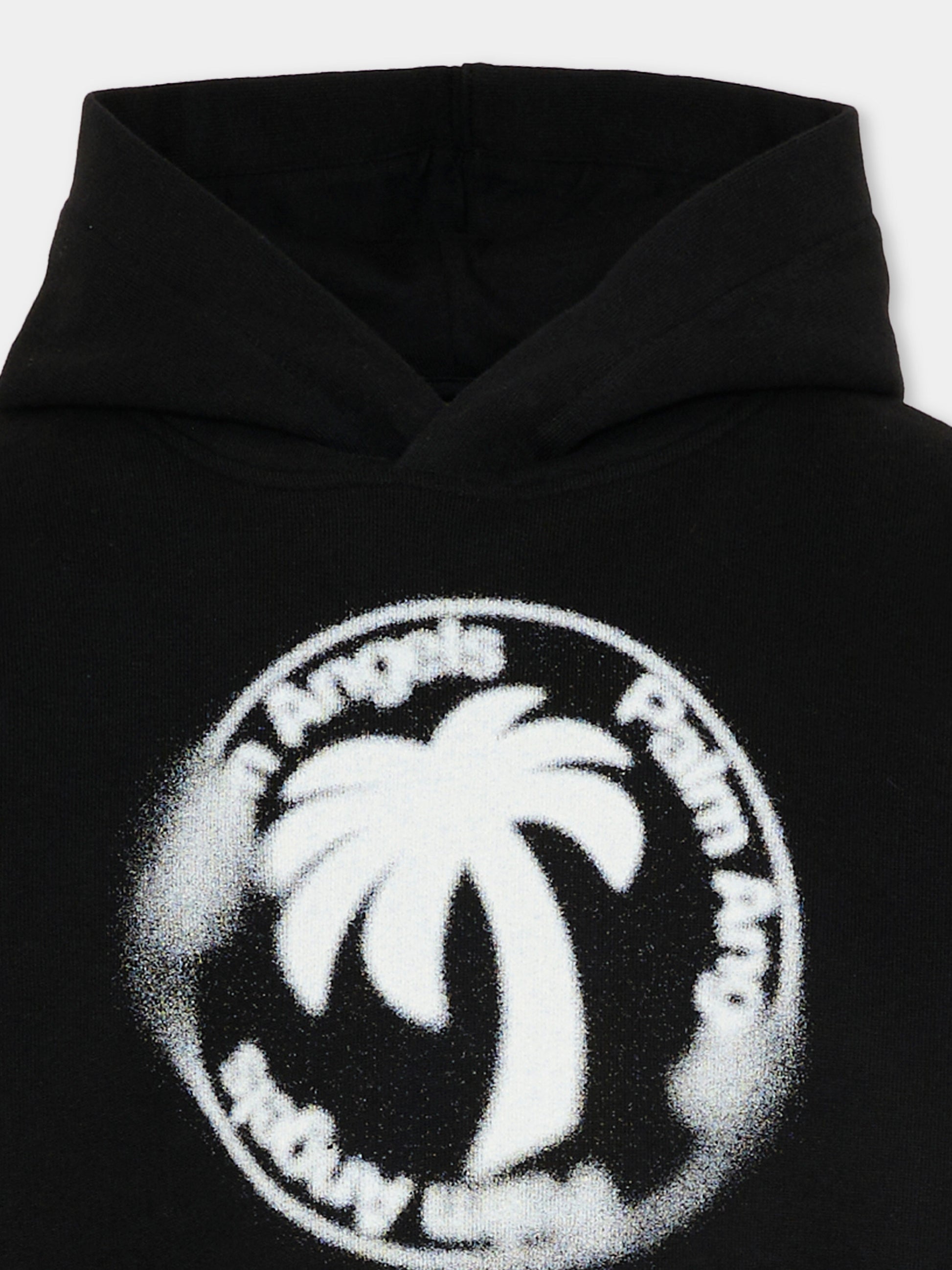 Felpa nera Palm Angels per bambino logo spray,Palm Angels,PBBB012S26FLE002 110