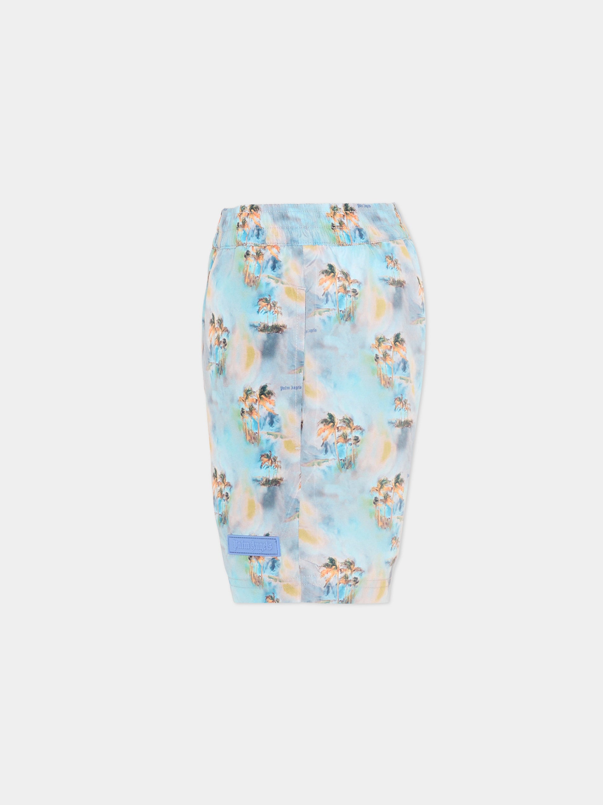 Boxer mare azzurro per bambino palme,Palm Angels,PBFD001S26FAB001 960