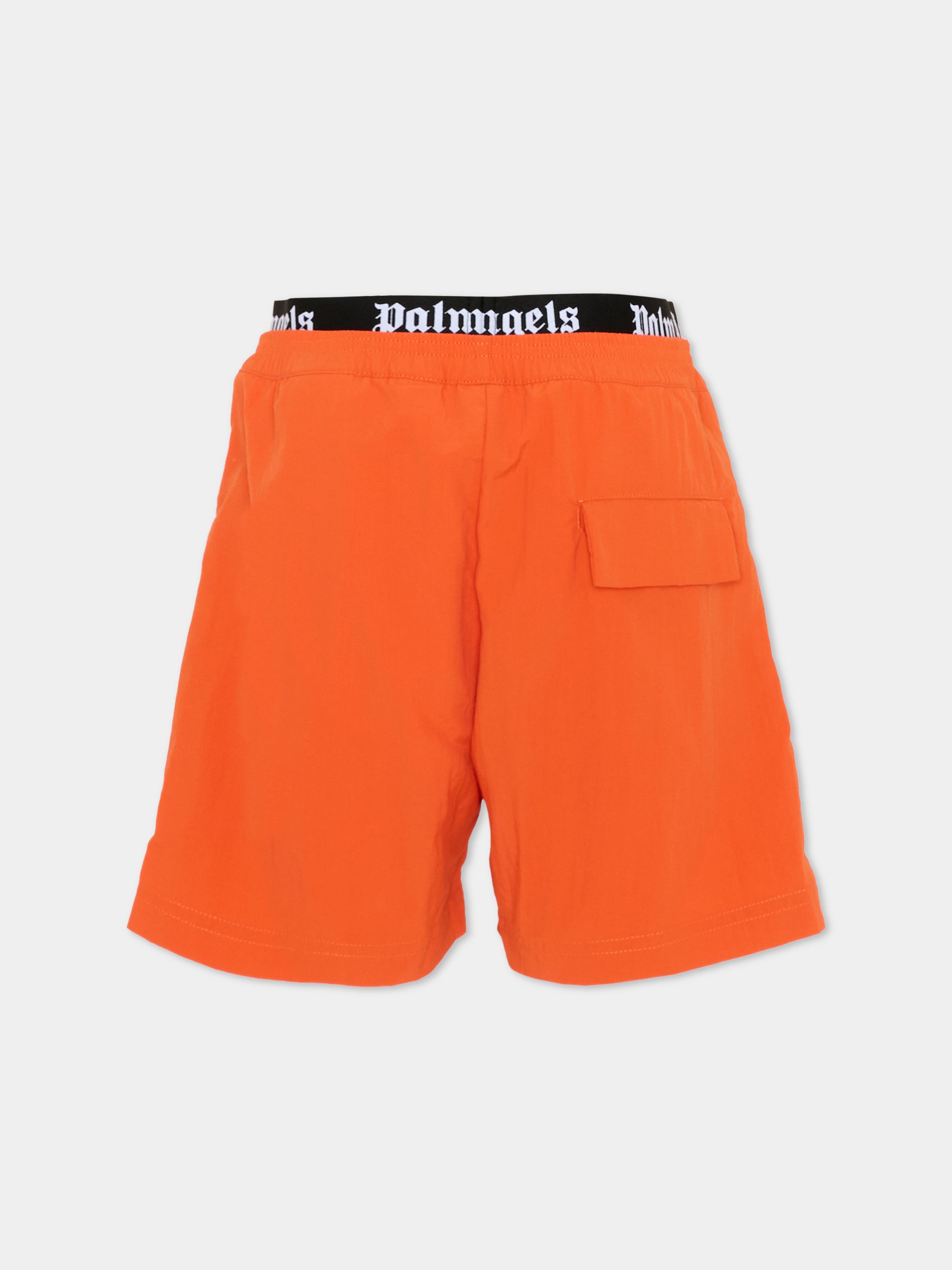 Boxer mare arancione per bambino con logo,Palm Angels,PBFD005S26FAB001 030