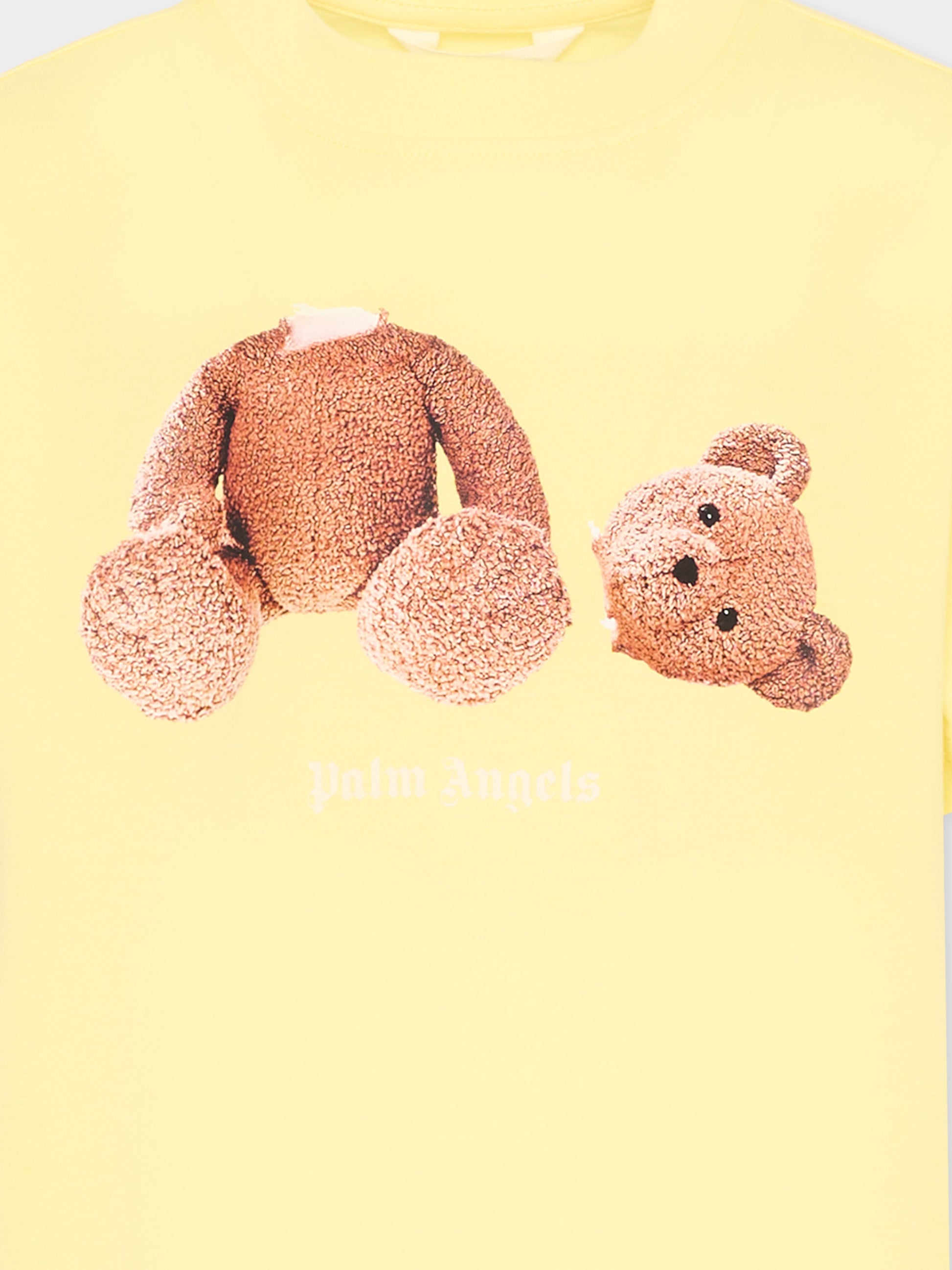 T-Shirt gialla per bambina con teddy bear,Palm Angels,PGAA002S26JER002 020