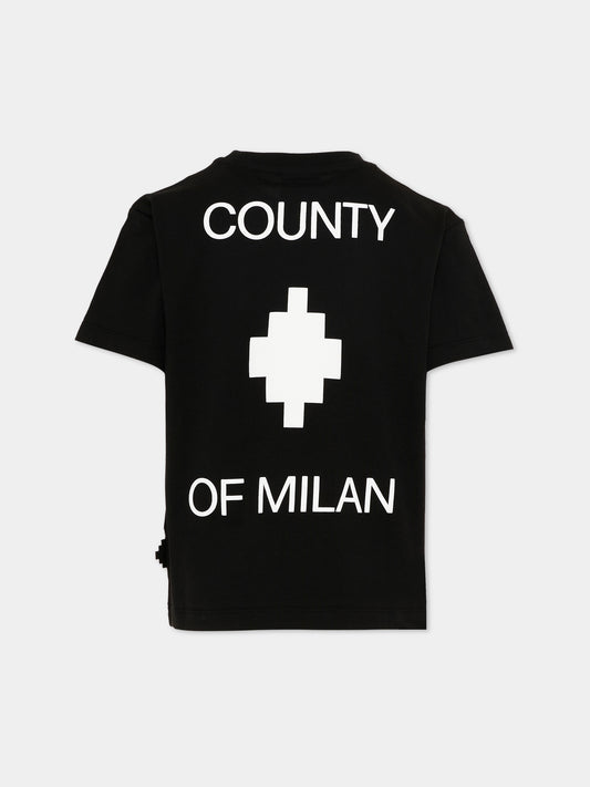 T-Shirt nera per bambino con logo,County Of Milan Kids,S6CMJBTH008 110