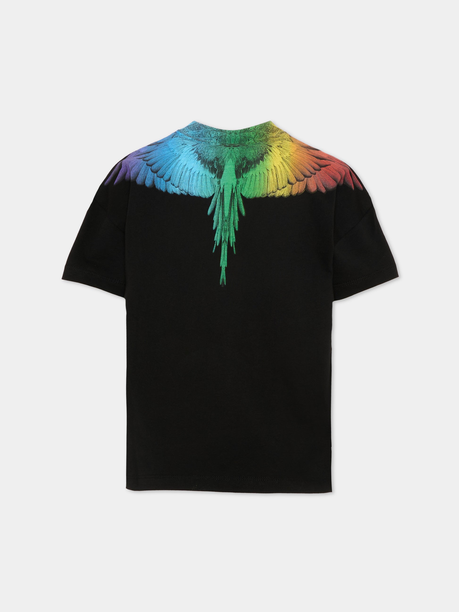 T-Shirt nera per bambino con ali multicolor,County Of Milan Kids,S6CMJBTH028 110