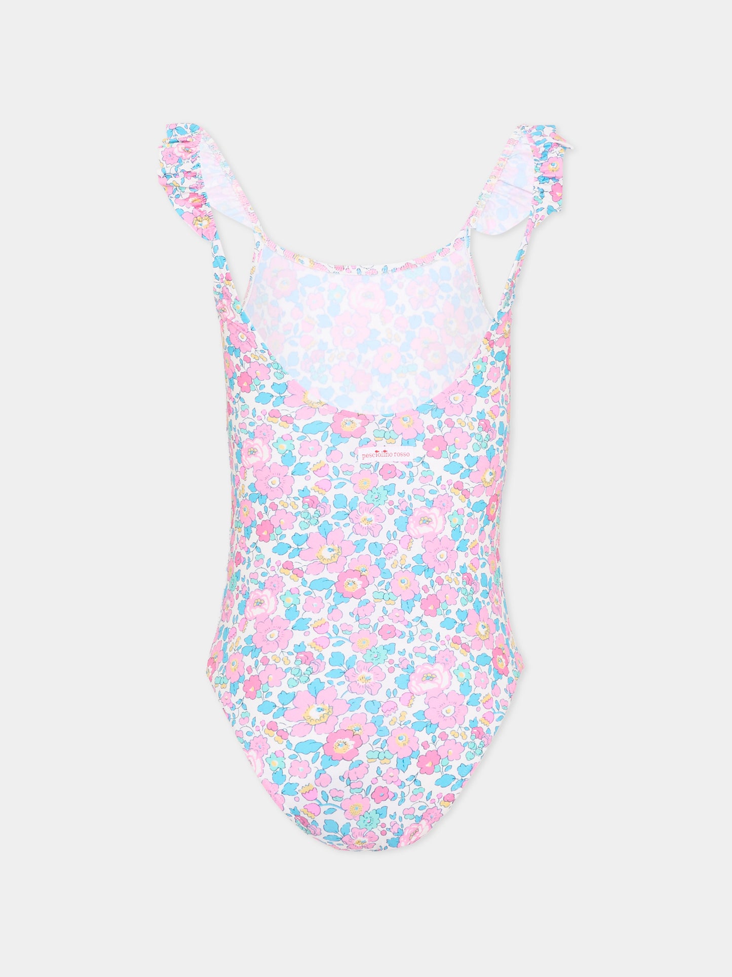 Costume intero multicolor per bambina a fiori,Pesciolino Rosso,INLY05 S 164