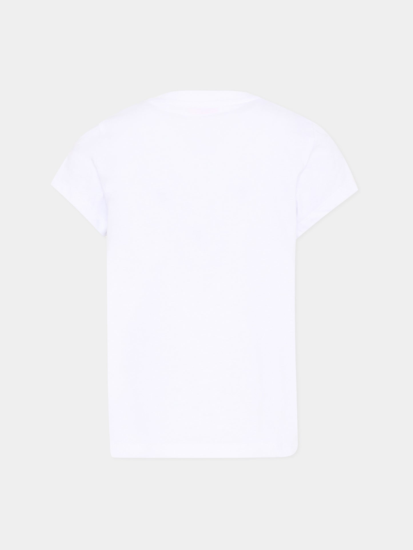 T-Shirt bianca per bambina con tasca floreale,Pesciolino Rosso,TSF NEW S 164