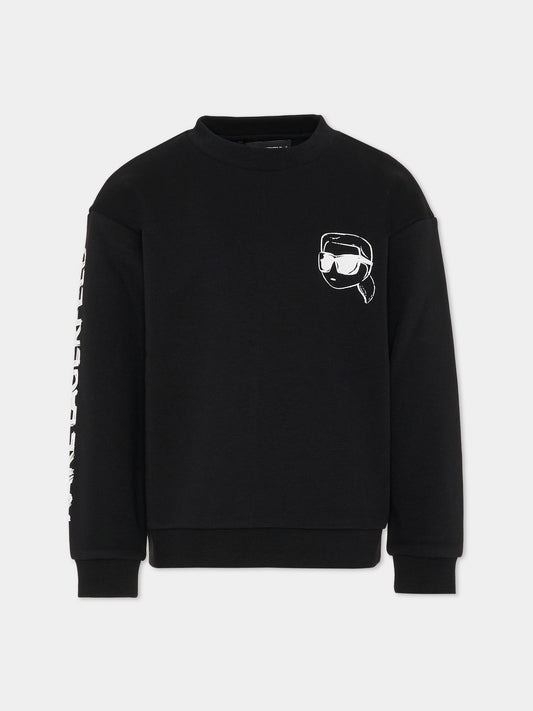 Felpa nera per bambino con Karl Lagerfeld,Karl Lagerfeld Kids,Z31088 09B