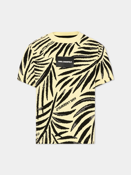 T-shirt gialla per bambino con logo,Karl Lagerfeld Kids,Z31104 556