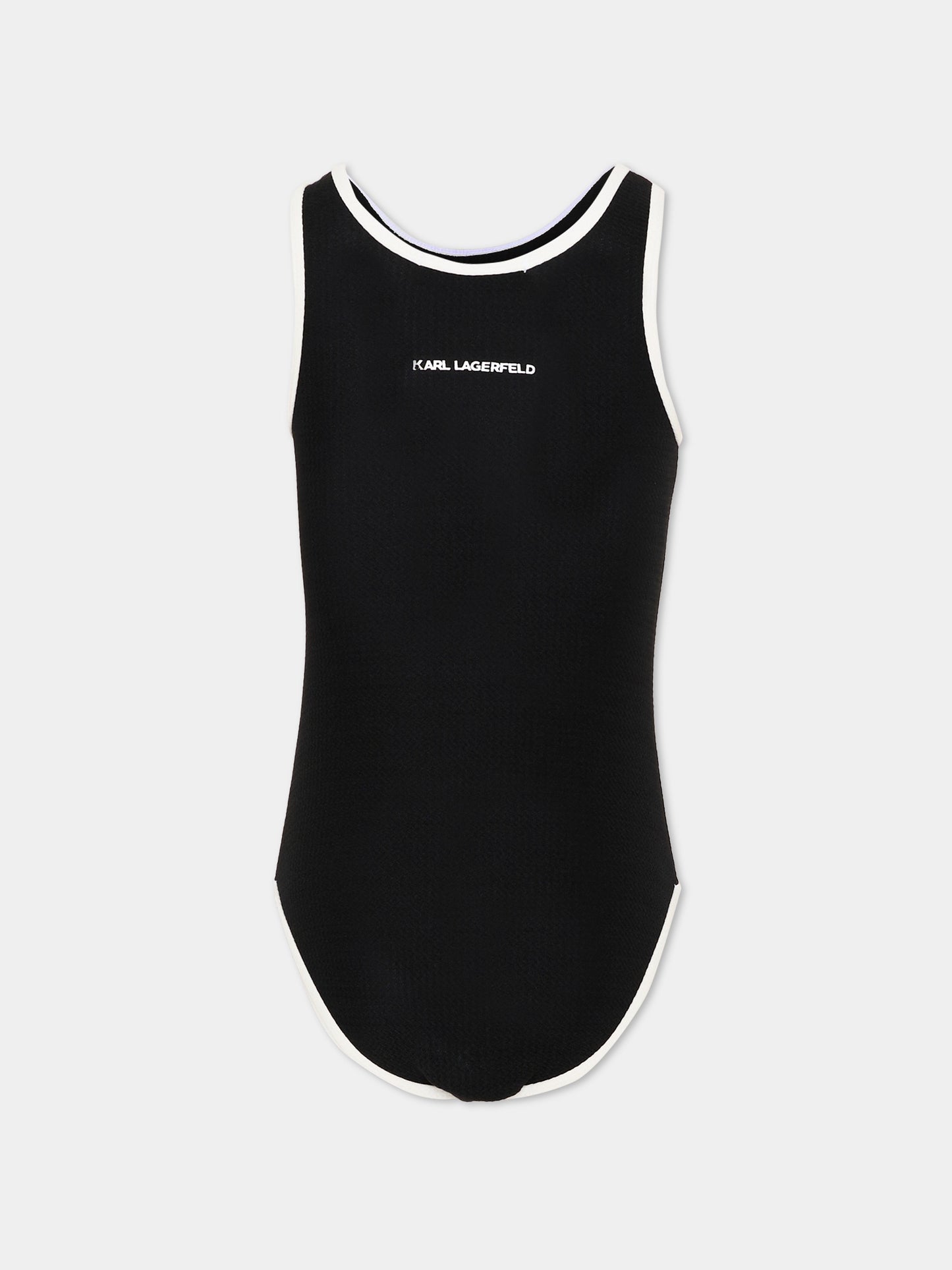 Costume intero nero per bambina con logo,Karl Lagerfeld Kids,Z31113 09B
