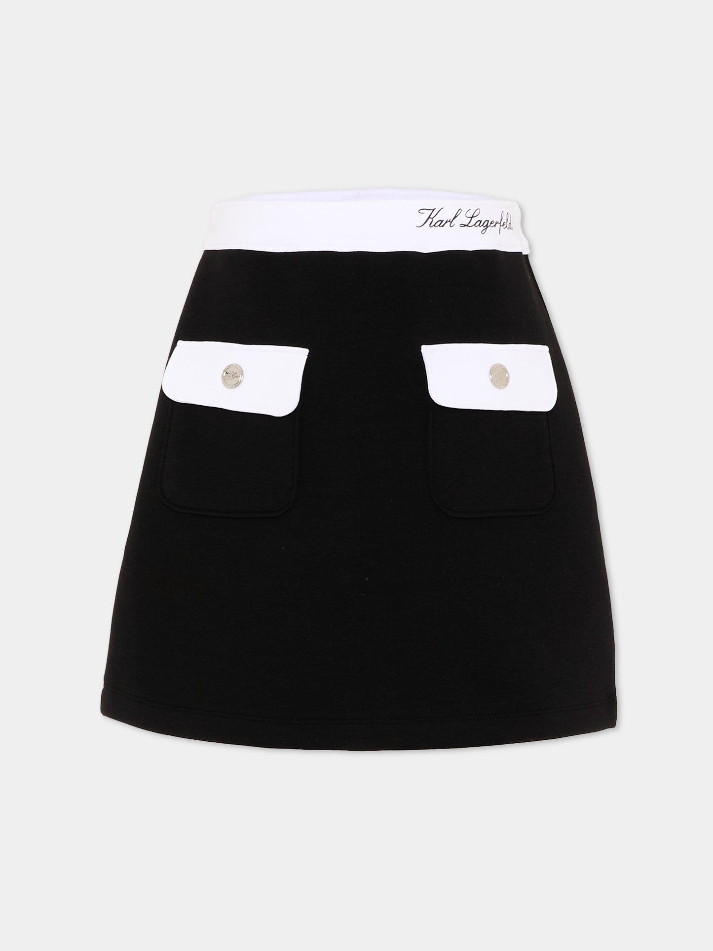 Gonna nera per bambina con logo,Karl Lagerfeld Kids,Z31115 09B