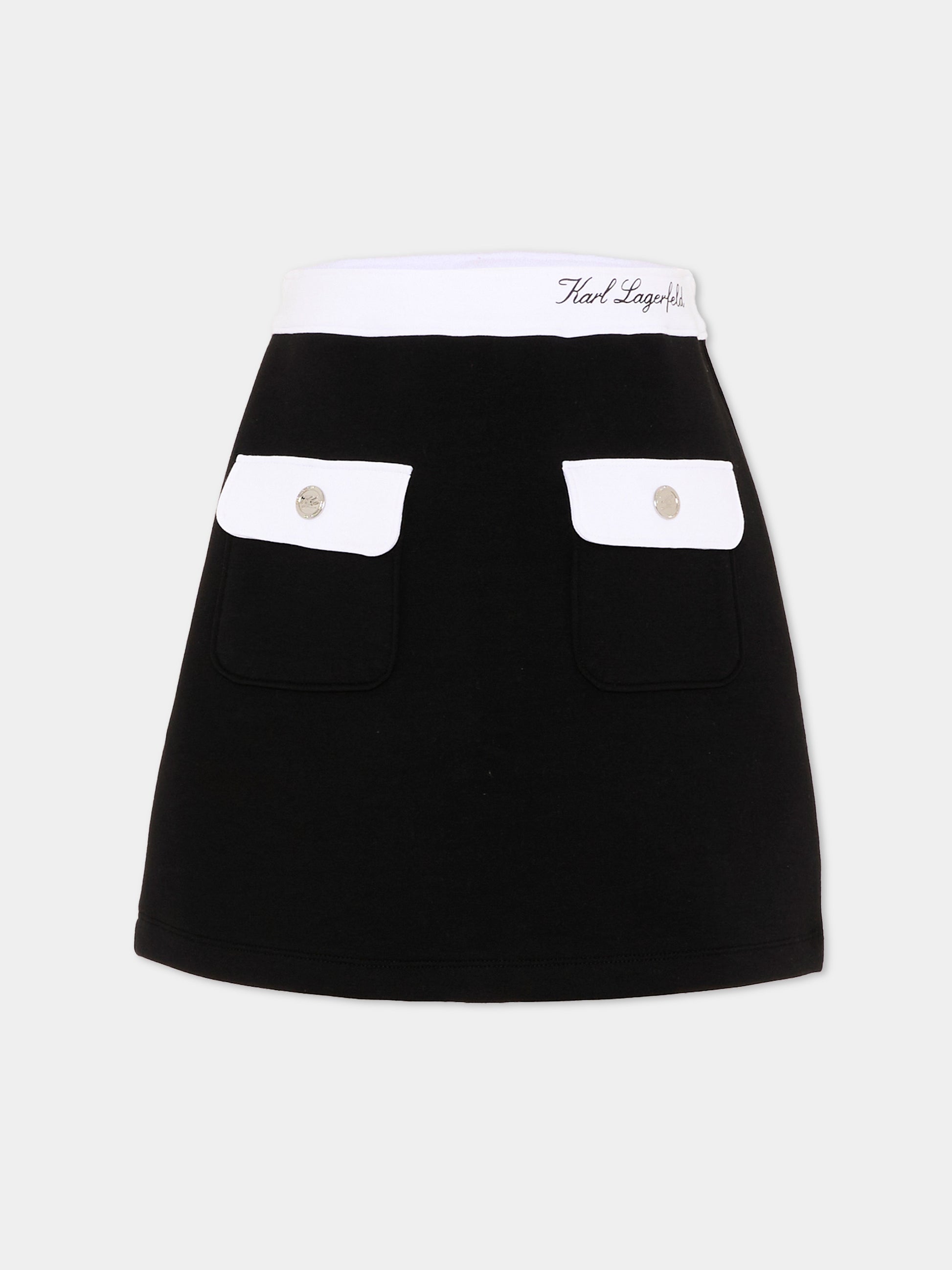 Gonna nera per bambina con logo,Karl Lagerfeld Kids,Z31115 09B