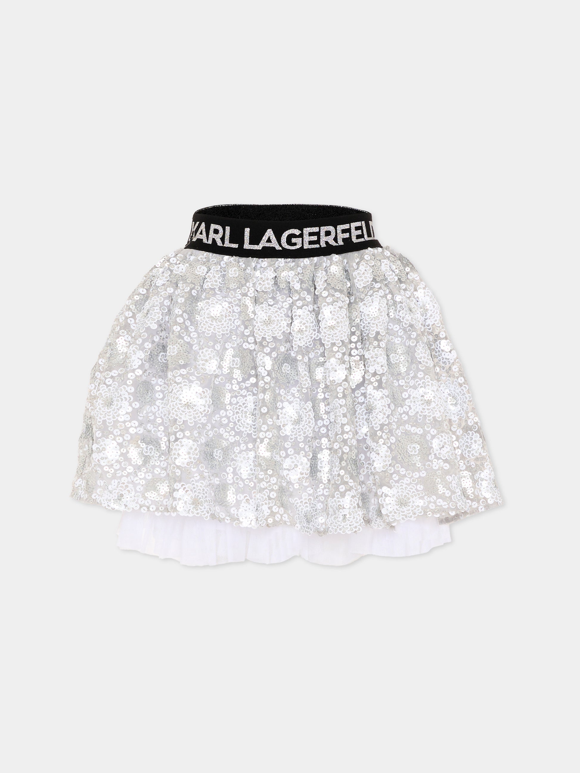 Gonna argento per bambina con paillettes,Karl Lagerfeld Kids,Z31118 016