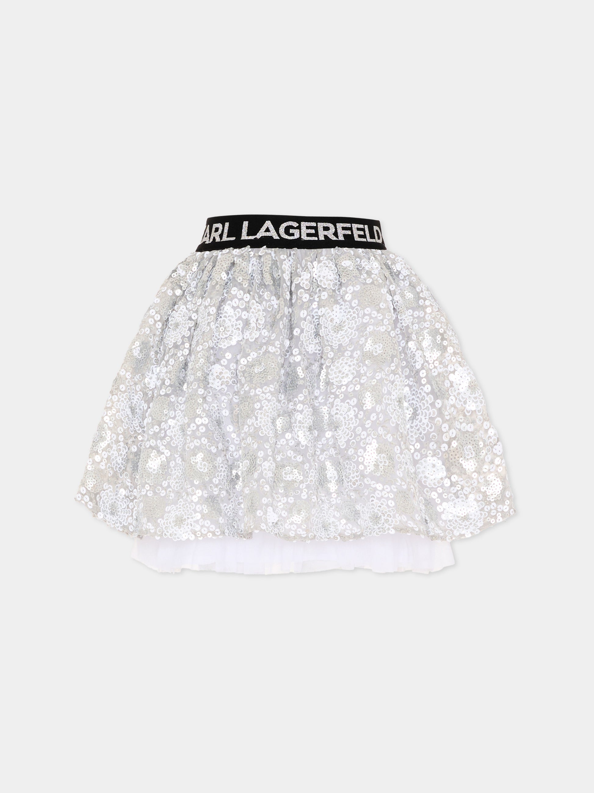 Gonna argento per bambina con paillettes,Karl Lagerfeld Kids,Z31118 016
