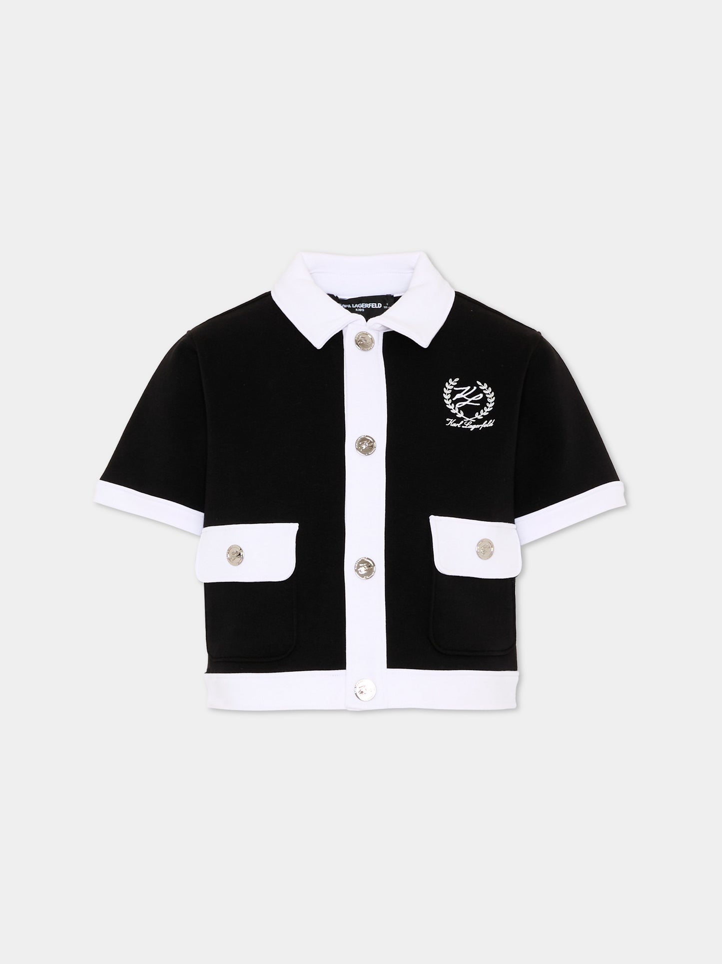 Cardigan nero per bambina con logo,Karl Lagerfeld Kids,Z31134 09B