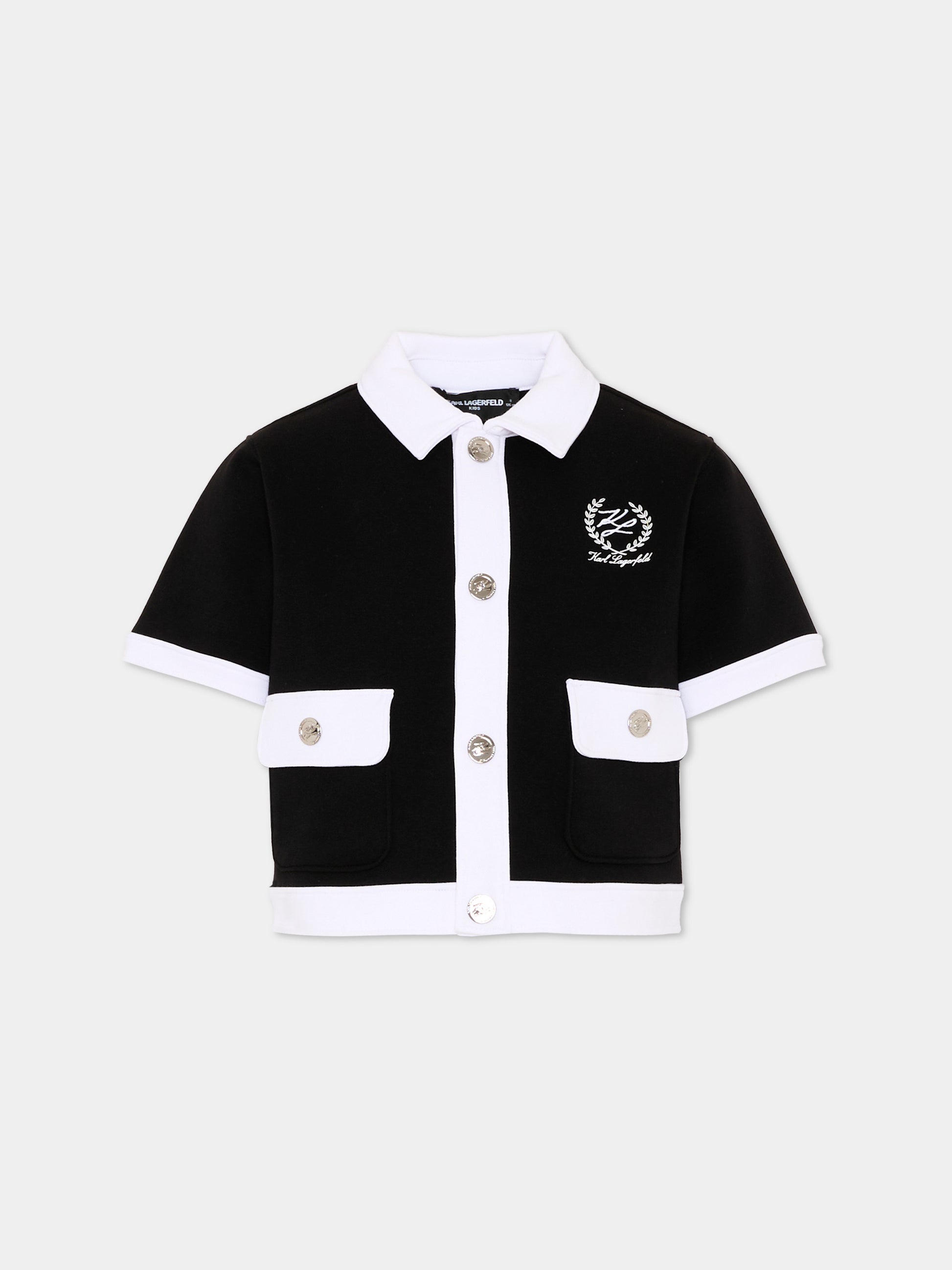 Cardigan nero per bambina con logo,Karl Lagerfeld Kids,Z31134 09B