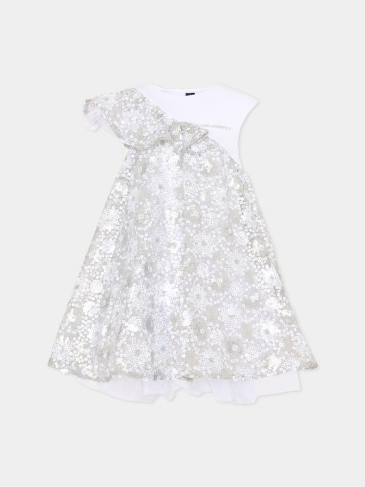 Abito argento per bambina con paillettes,Karl Lagerfeld Kids,Z31139 M31