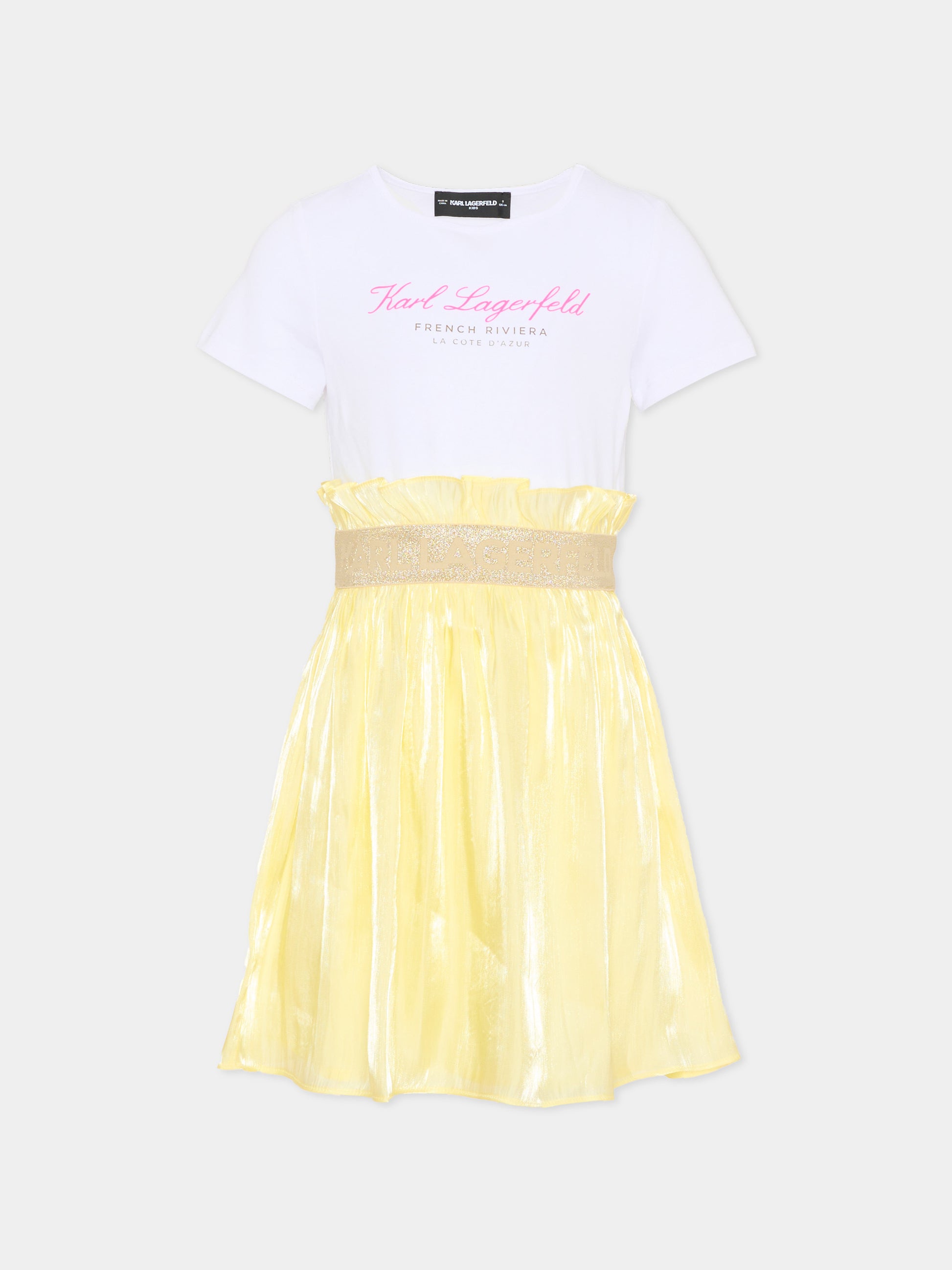 Vestito giallo per bambina con logo,Karl Lagerfeld Kids,Z31146 T01