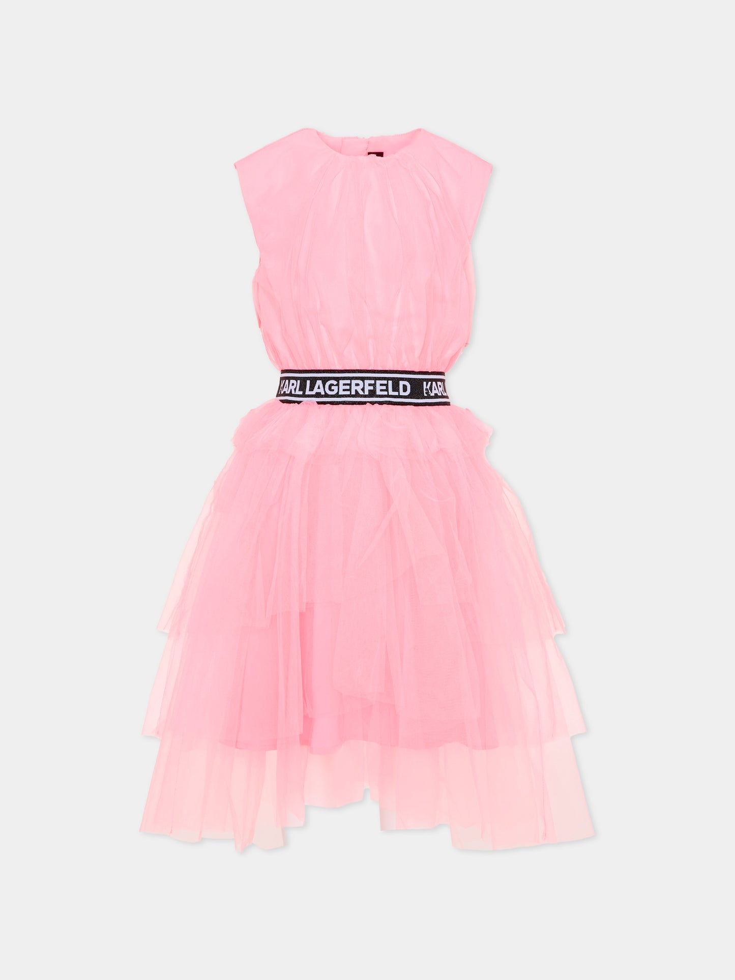 Vestito elegante rosa per bambina con logo,Karl Lagerfeld Kids,Z31147 462
