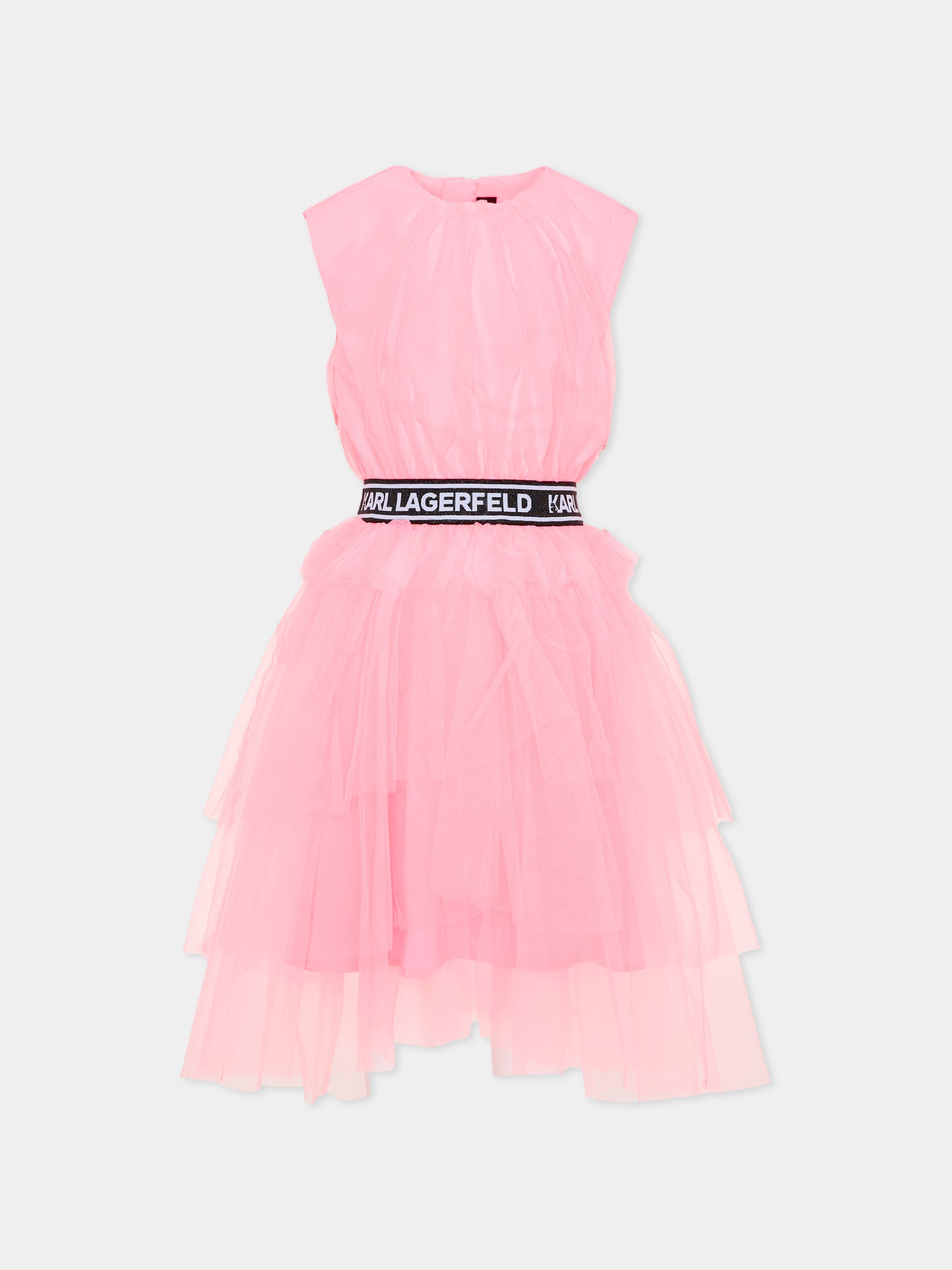 Vestito elegante rosa per bambina con logo,Karl Lagerfeld Kids,Z31147 462