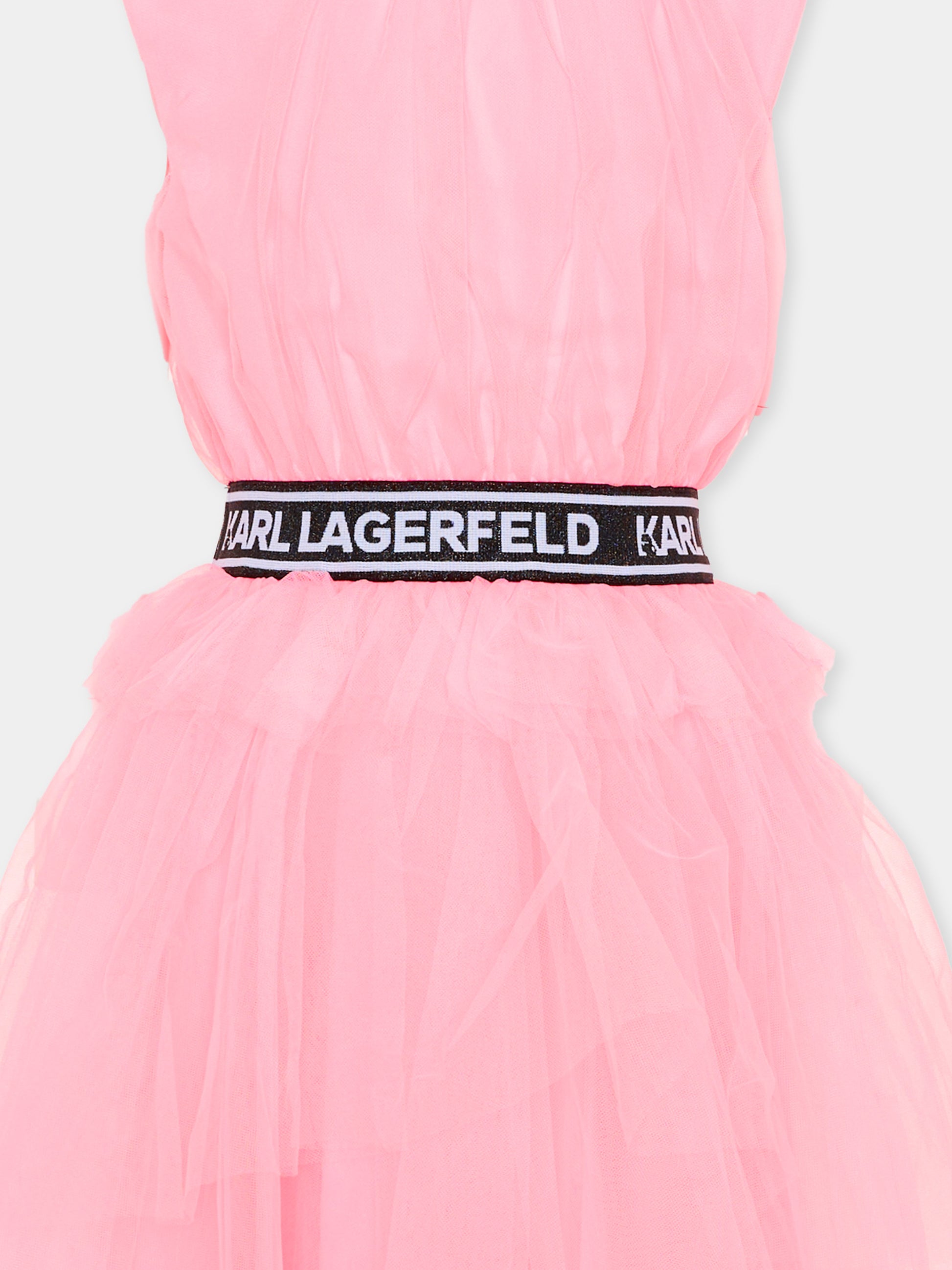 Vestito elegante rosa per bambina con logo,Karl Lagerfeld Kids,Z31147 462
