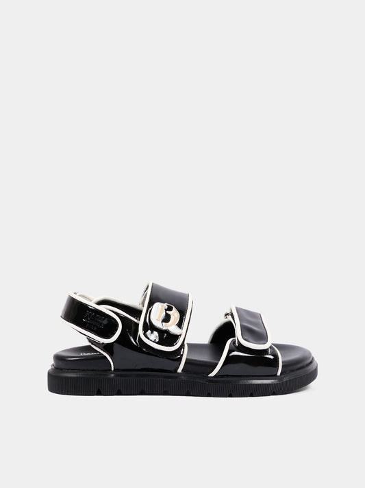 Sandali neri per bambina con Ikonik Karl e Choupette,Karl Lagerfeld Kids,Z31170 09B