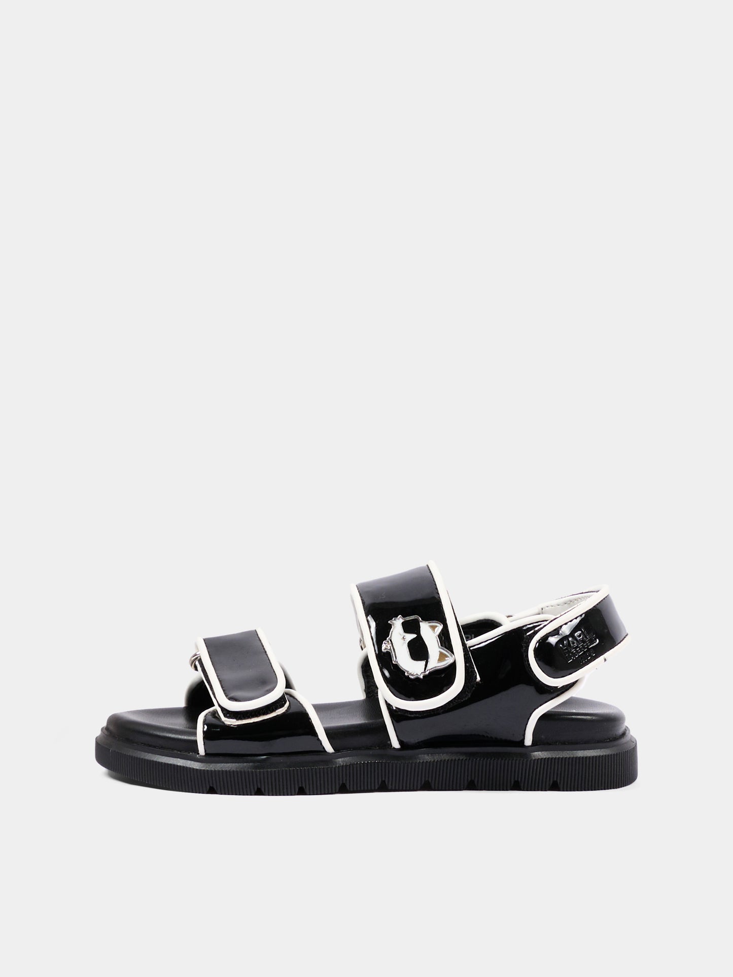 Sandali neri per bambina con Ikonik Karl e Choupette,Karl Lagerfeld Kids,Z31170 09B