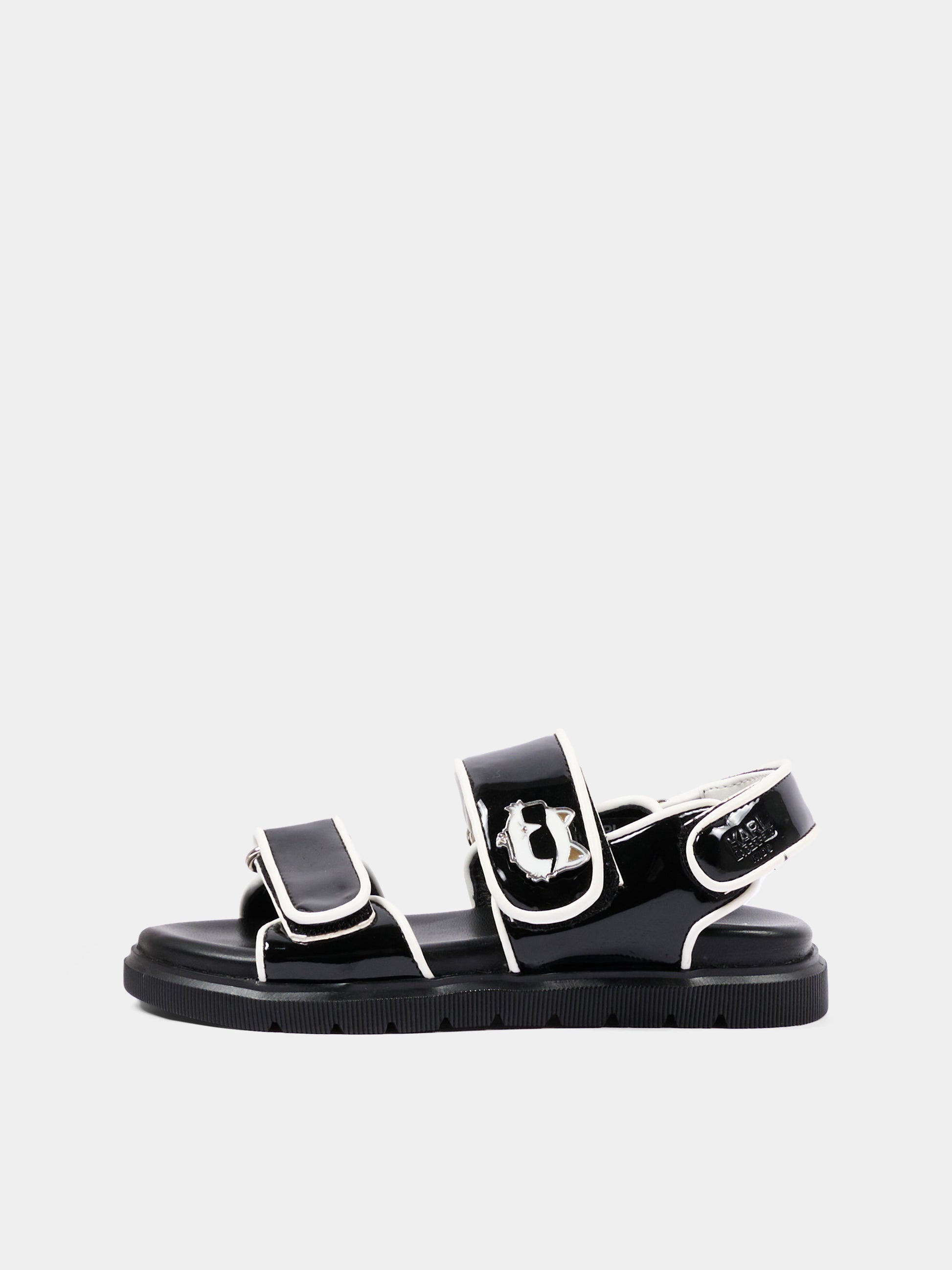 Sandali neri per bambina con Ikonik Karl e Choupette,Karl Lagerfeld Kids,Z31170 09B