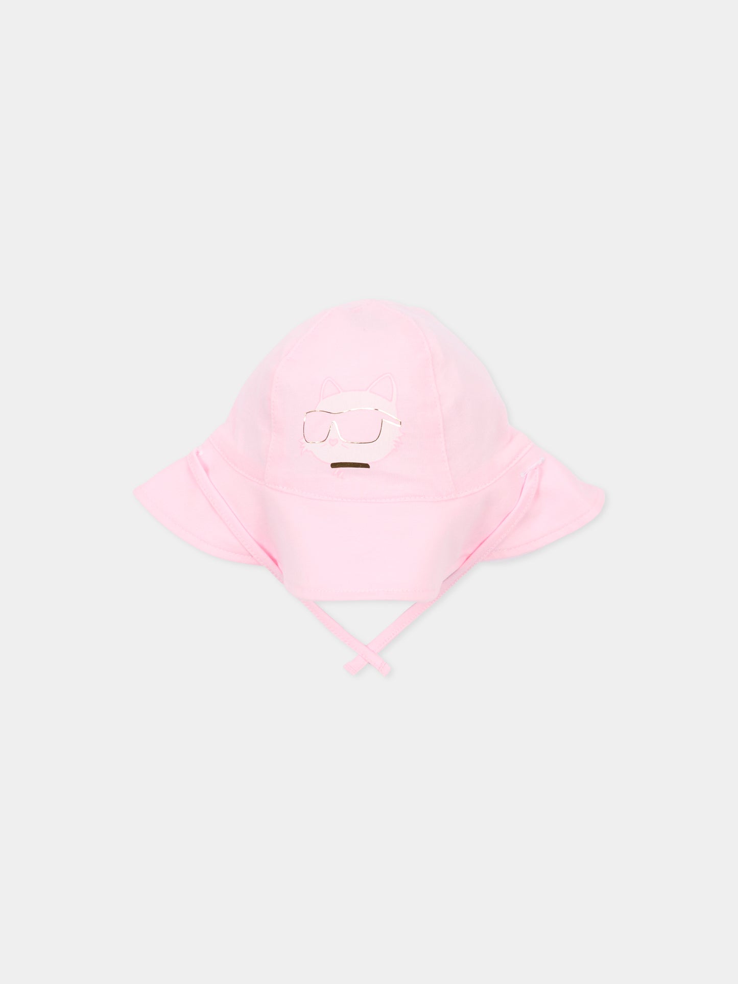 Cloche reversibile rosa per neonata con Choupette,Karl Lagerfeld Kids,Z31190 475