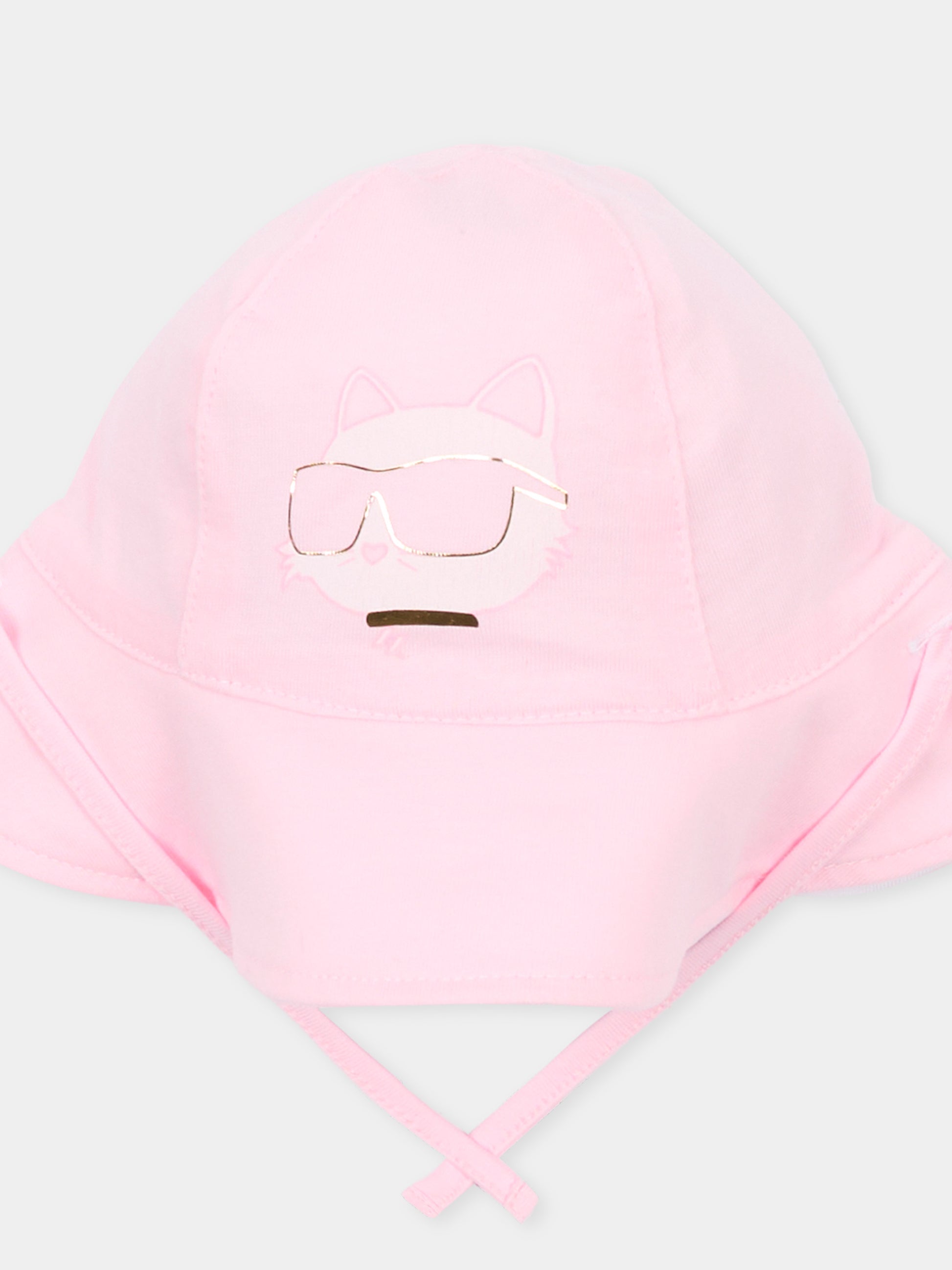 Cloche reversibile rosa per neonata con Choupette,Karl Lagerfeld Kids,Z31190 475