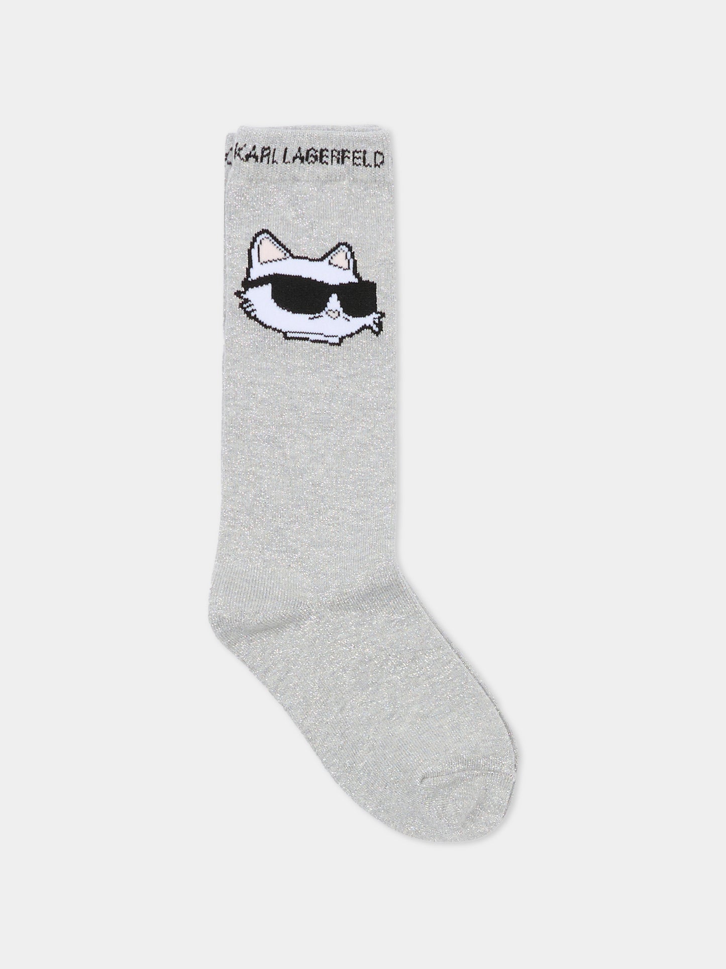 Set calzini grigi per bambina con Choupette,Karl Lagerfeld Kids,Z31205 016
