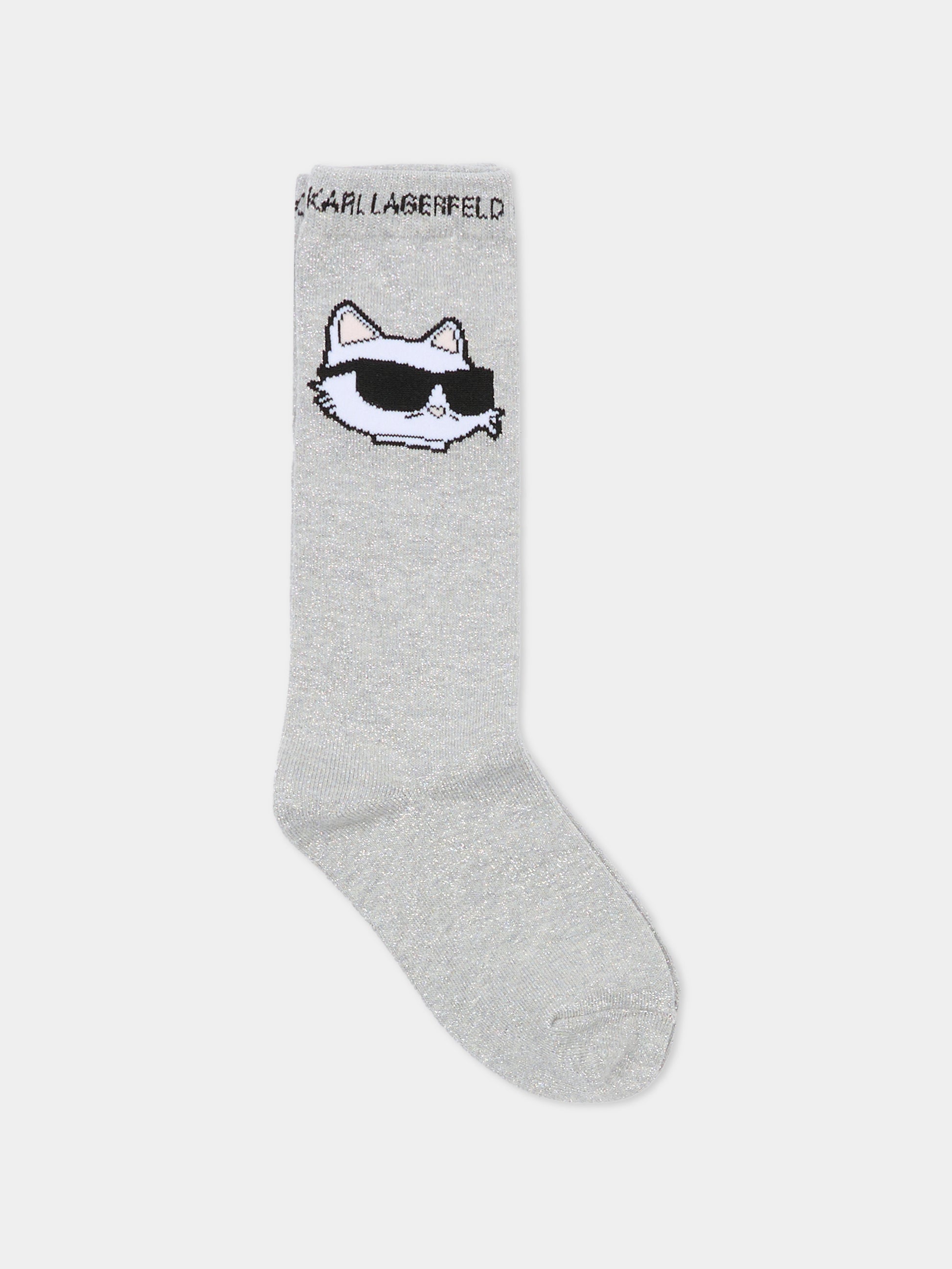 Set calzini grigi per bambina con Choupette,Karl Lagerfeld Kids,Z31205 016