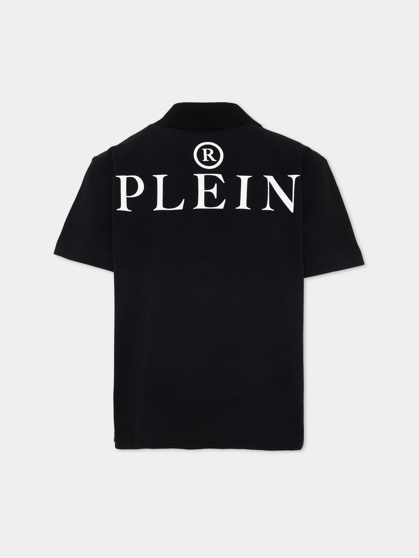 Polo nera per bambino con skull,Philipp Plein Junior,S6PHJBPO043 110