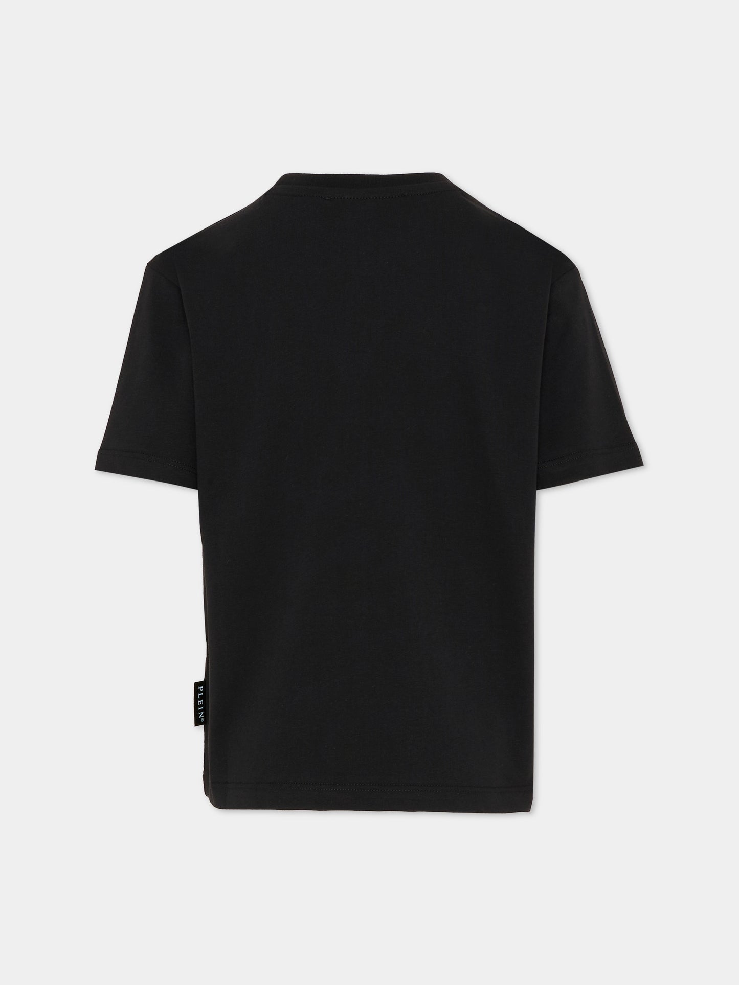 T-shirt nera per bambino con orsetto,Philipp Plein Junior,S6PHJBTH068 110