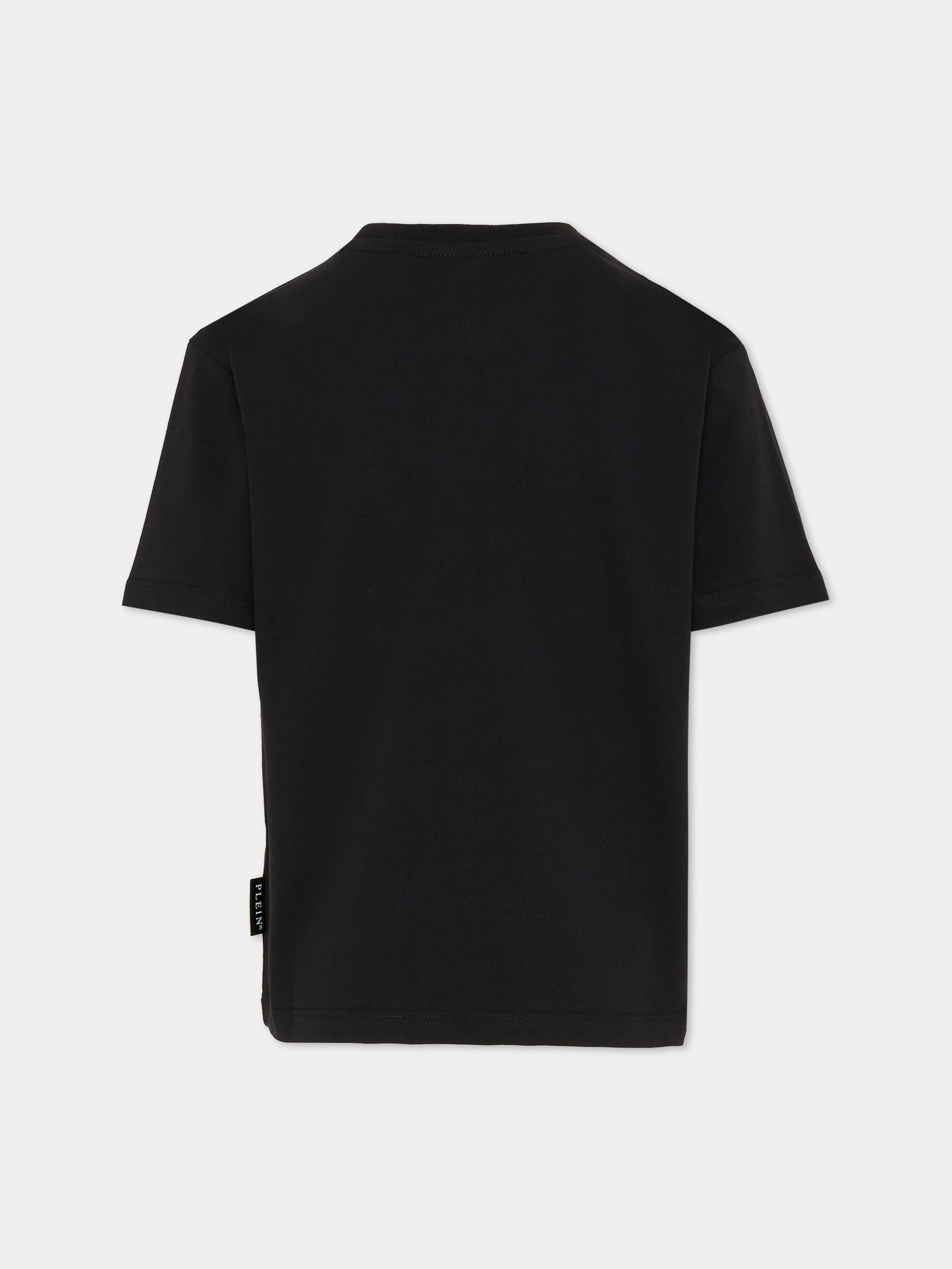 T-shirt nera per bambino con orsetto,Philipp Plein Junior,S6PHJBTH068 110