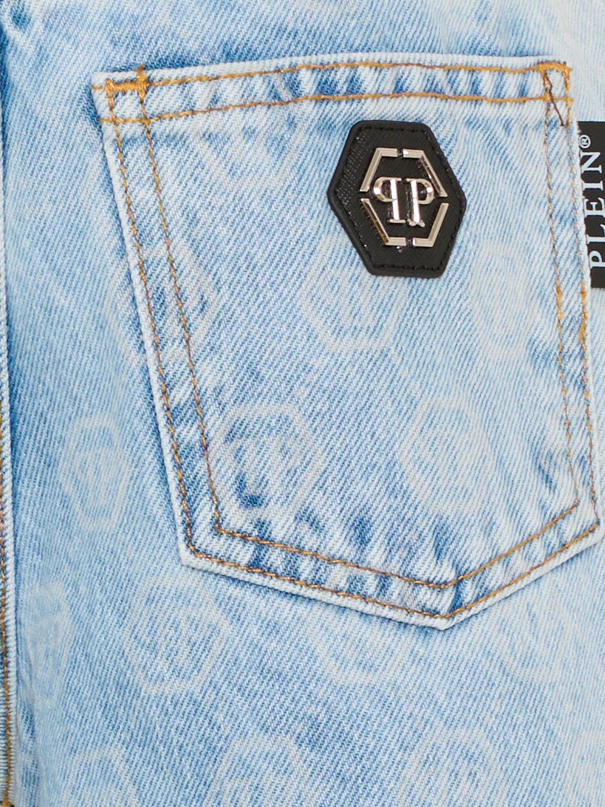 Jeans denim per bambina con logo all-over,Philipp Plein Junior,S6PHJGDP194 126