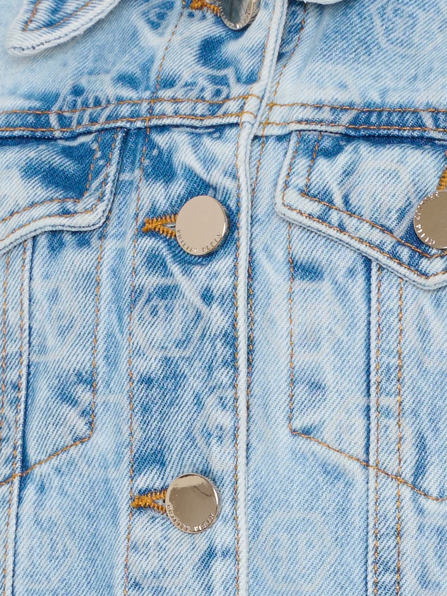 Giubbotto di jeans denim per bambina con logo all-over,Philipp Plein Junior,S6PHJGJK204 126