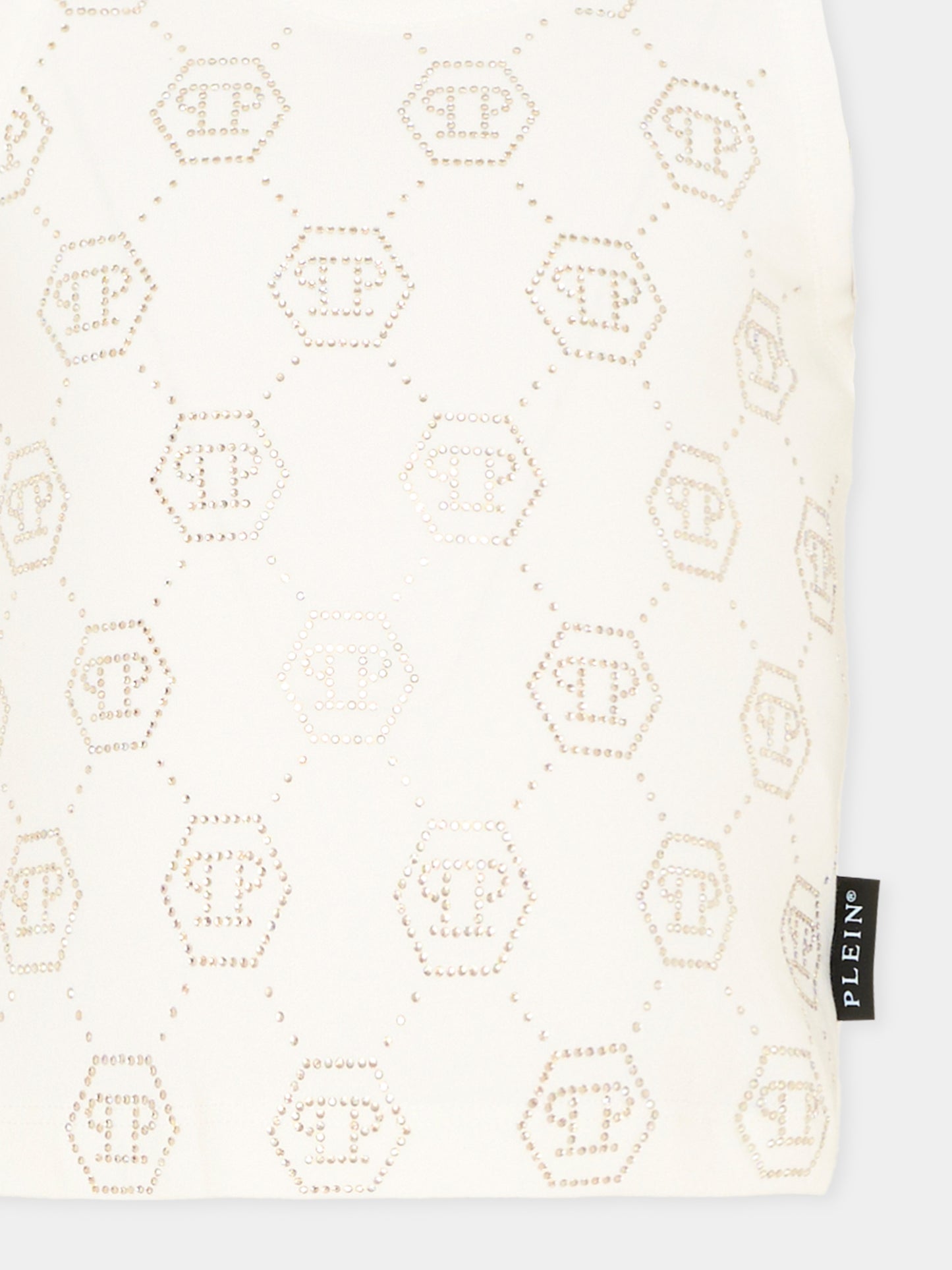 Top bianco per bambina con loghi strass,Philipp Plein Junior,S6PHJGTA189 002