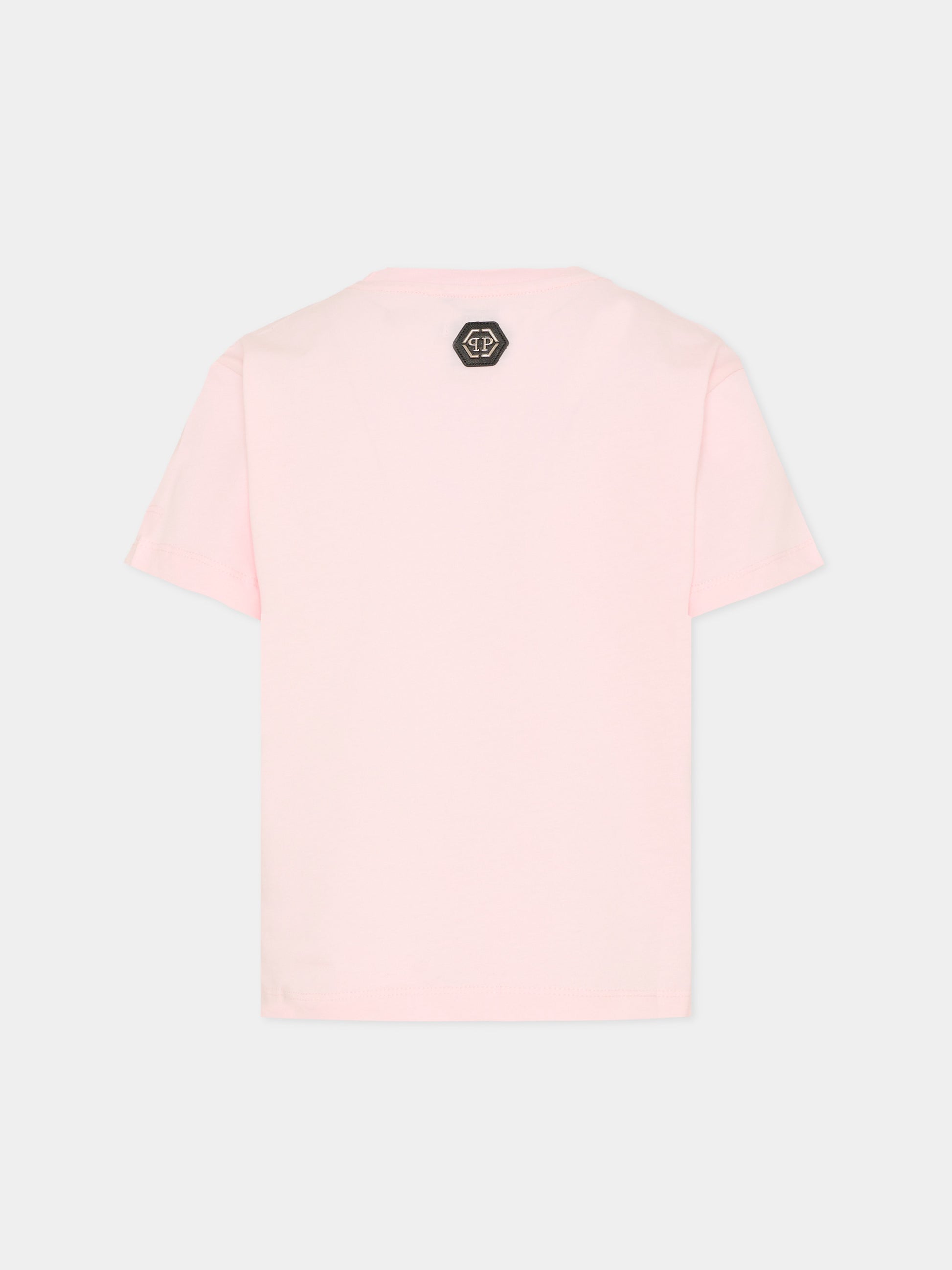 T-shirt rosa per bambina con orsetto,Philipp Plein Junior,S6PHJGTH162 042