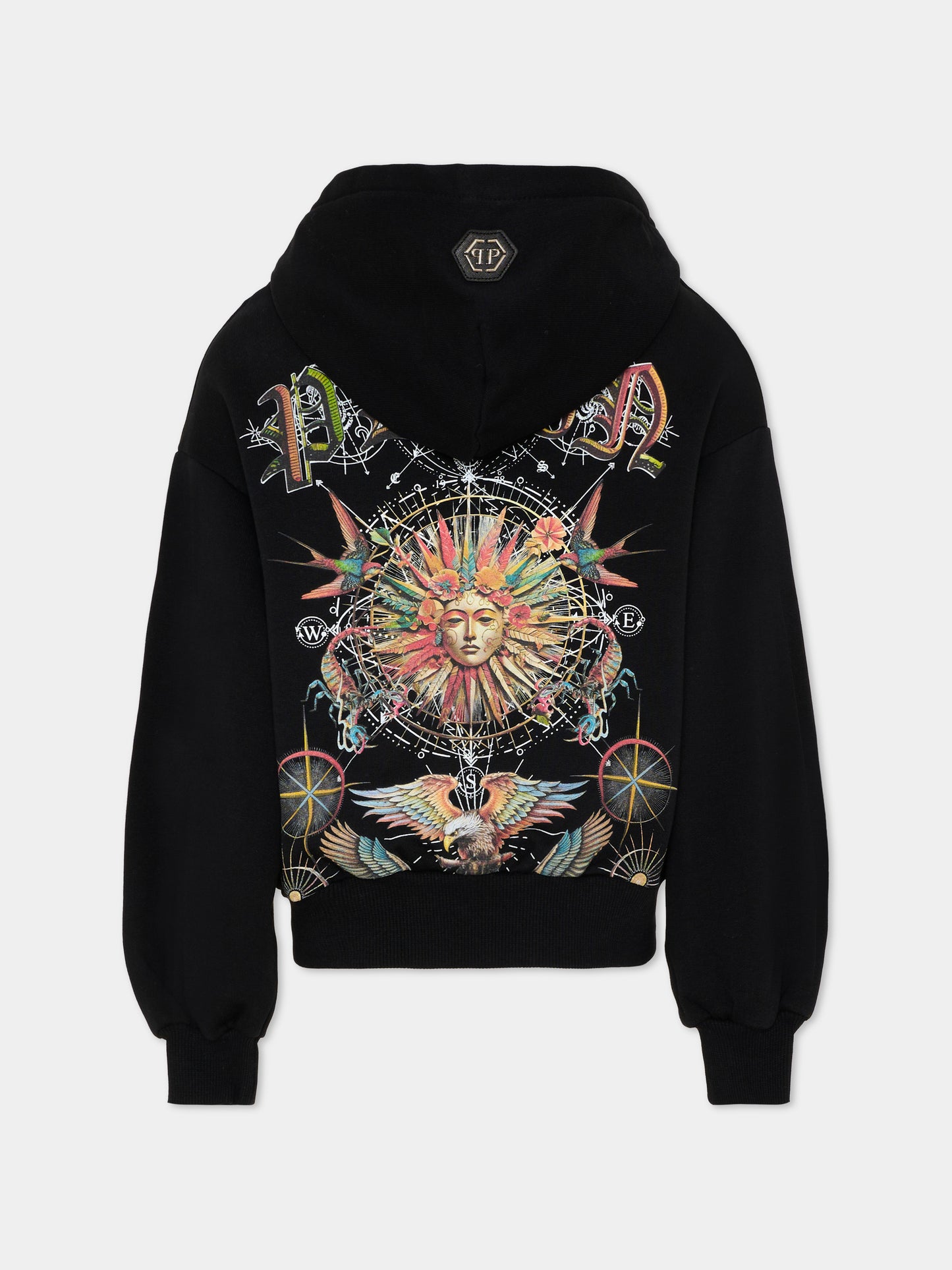 Felpa nera con grafica per bambina,Philipp Plein Junior,S6PHJGZH141 110