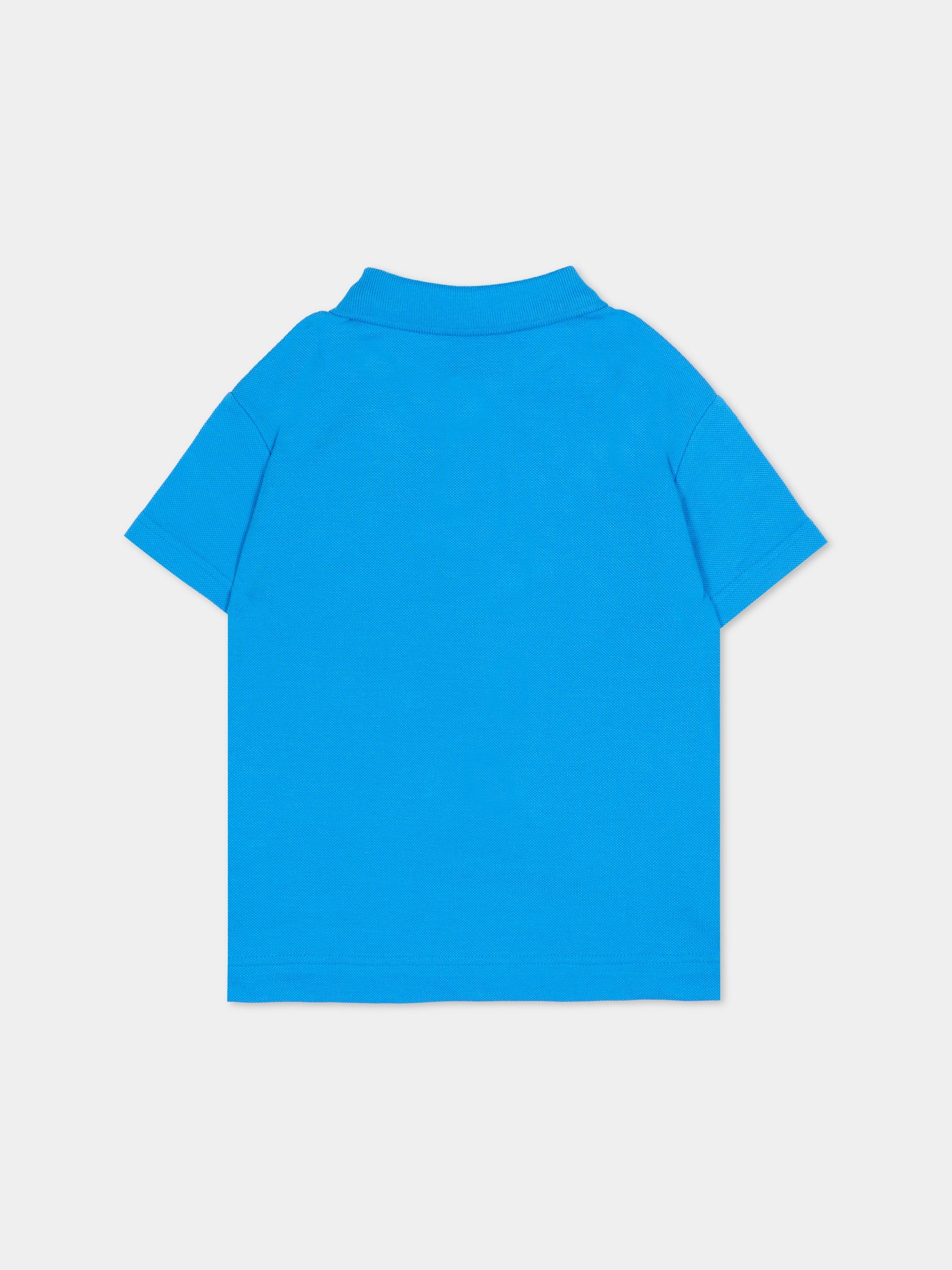 Polo azzurra per bambino con cavaliere equestre,Burberry Kids,8121359 C4138